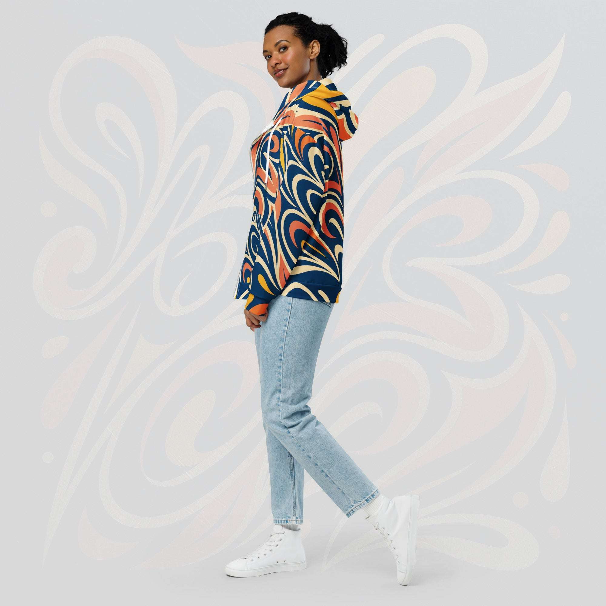 Women's Coral Canvas Hoodie (No.12)