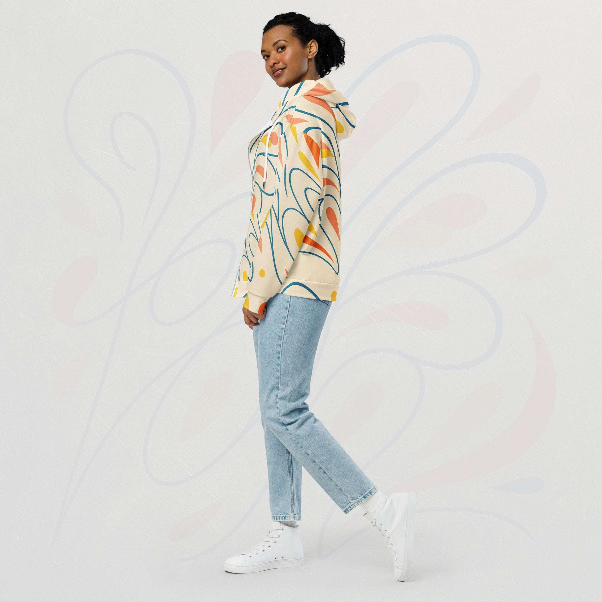 Women's Coral Canvas Hoodie (No.13)