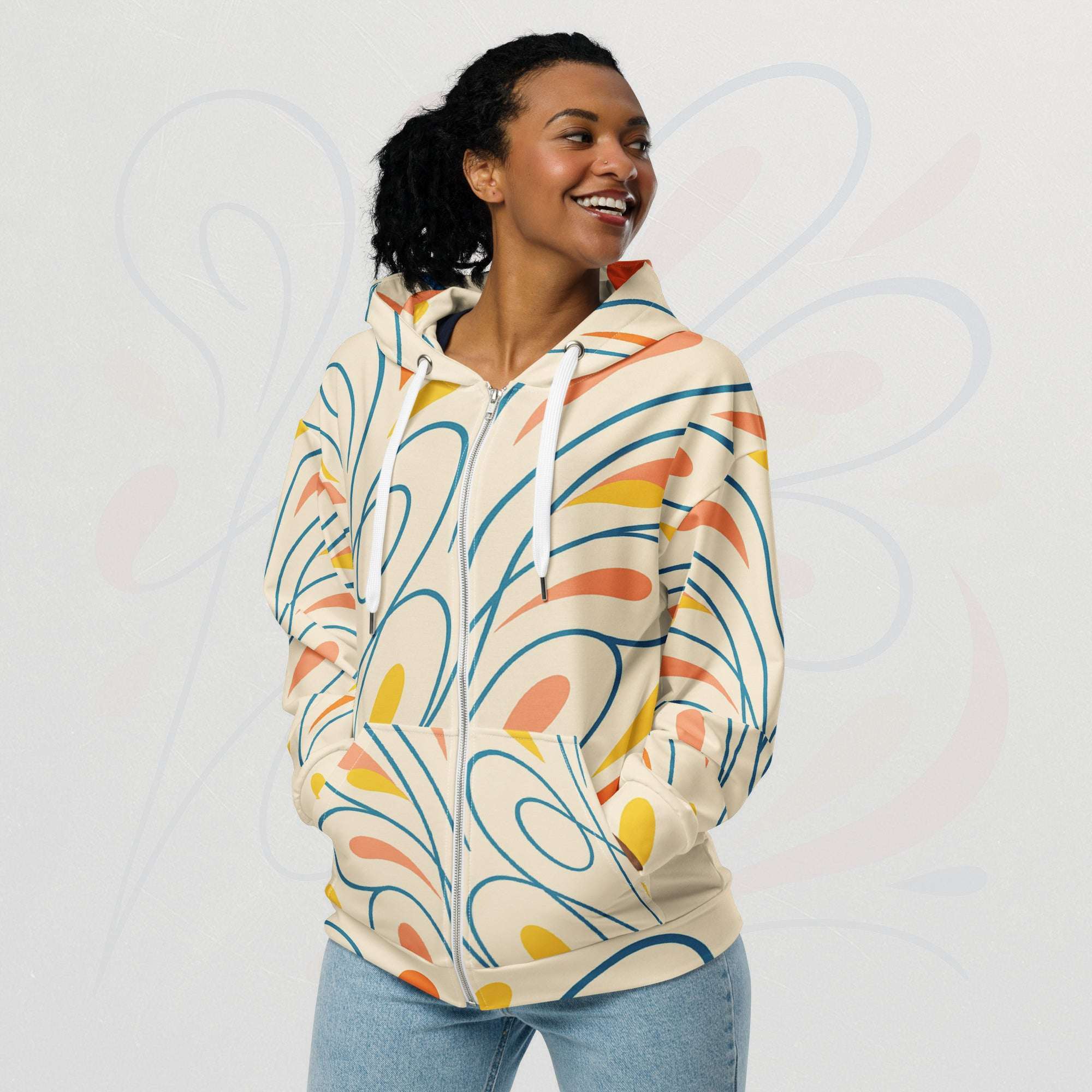 Women's Coral Canvas Hoodie (No.13)
