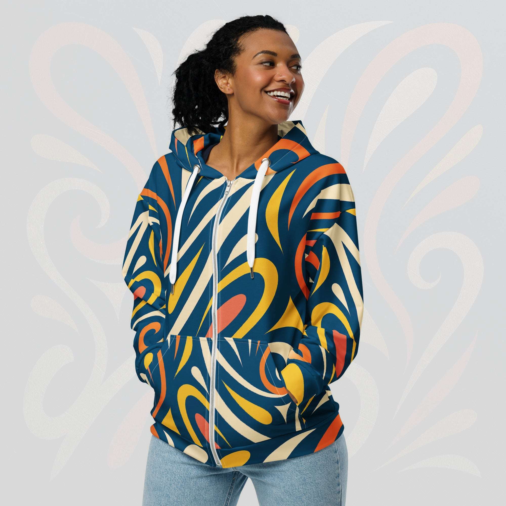 Women's Coral Canvas Hoodie (No.18)