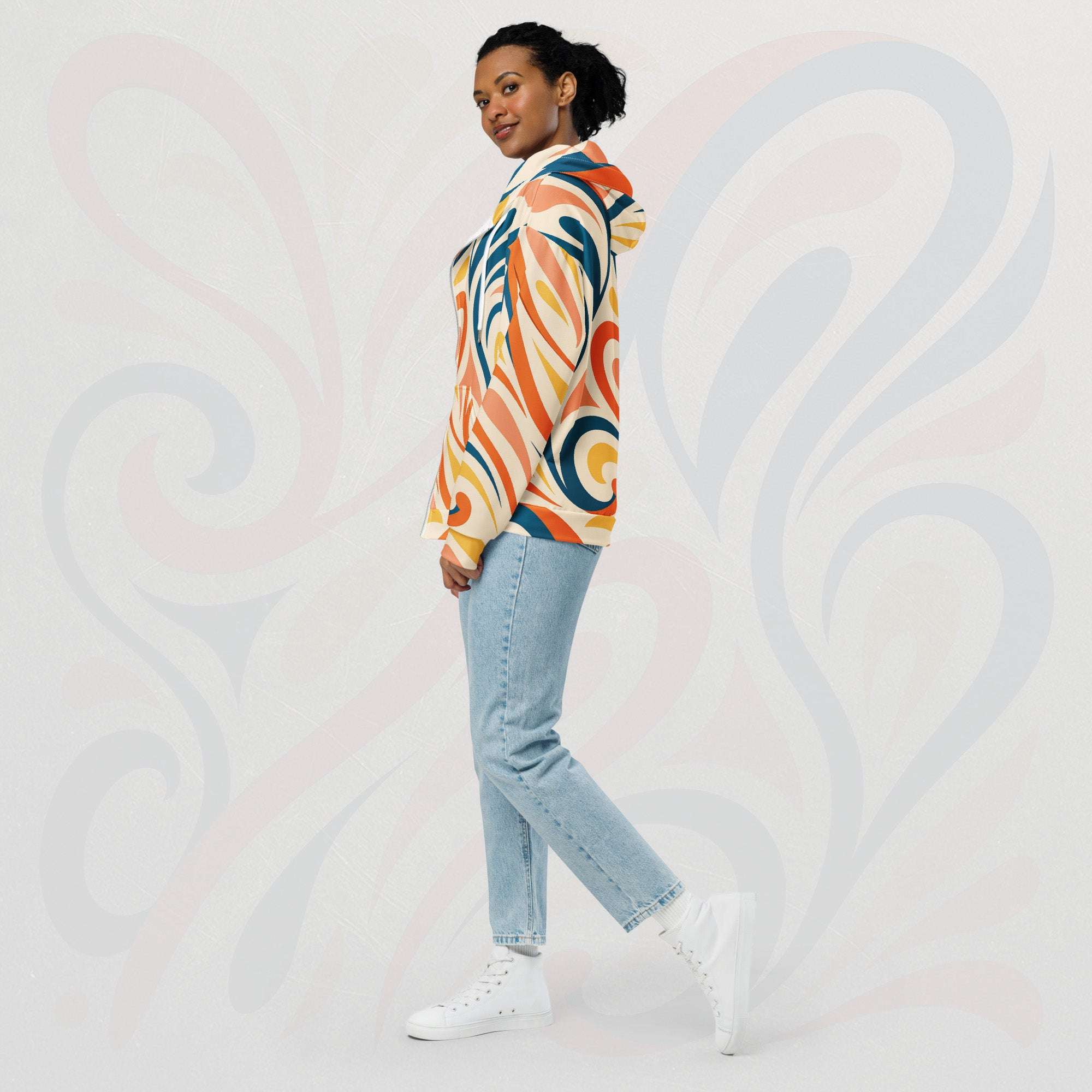 Women's Coral Canvas Hoodie (No.19)