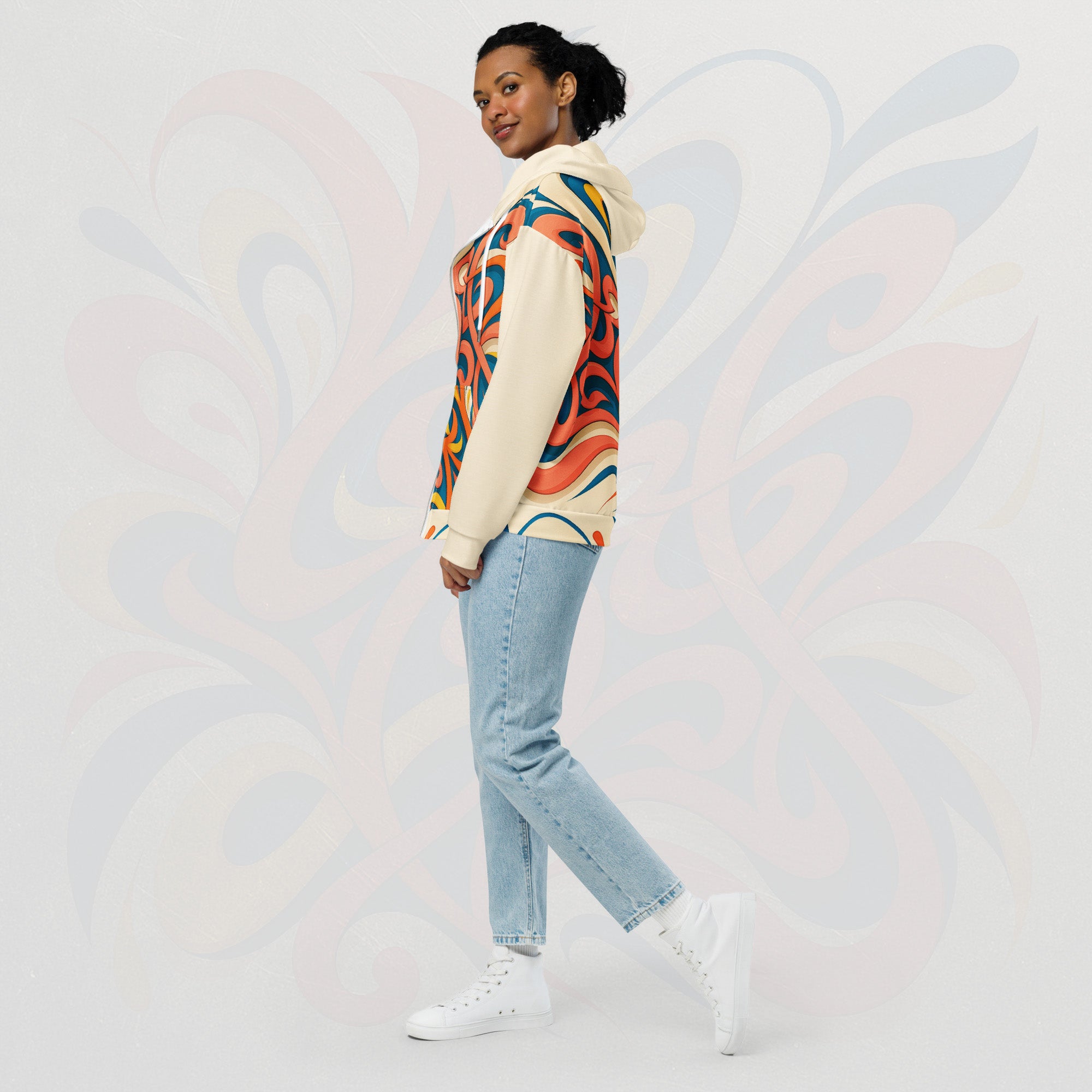 Women's Coral Canvas Hoodie (No.07)
