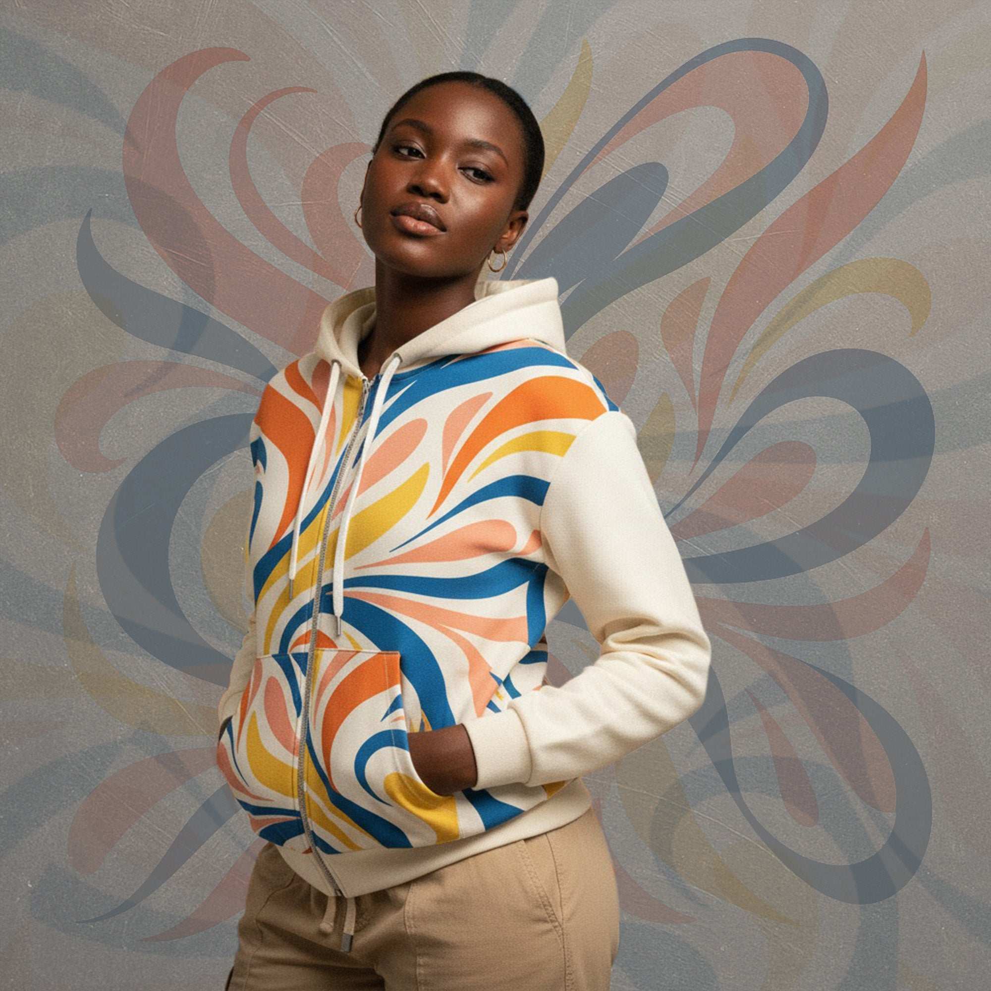 Women's Coral Canvas Hoodie (No.02)