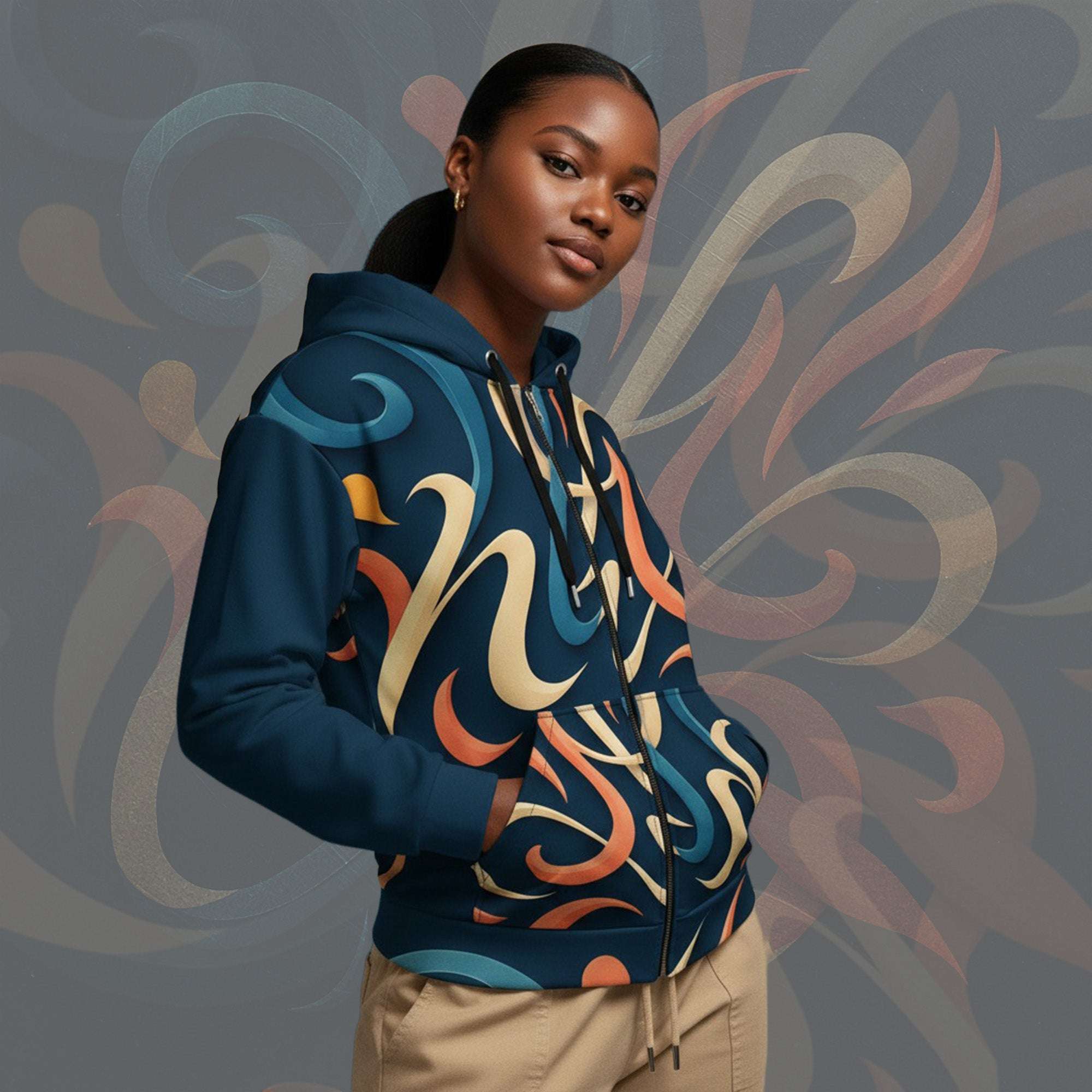 Women's Coral Canvas Hoodie (No.04)