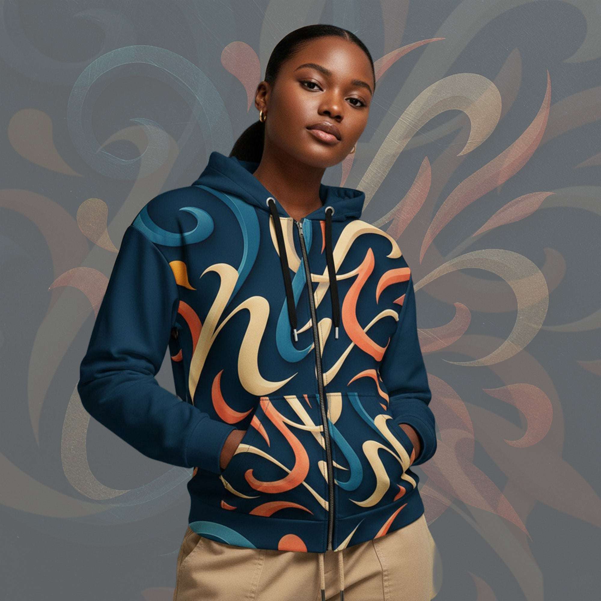 Women's Coral Canvas Hoodie (No.04)