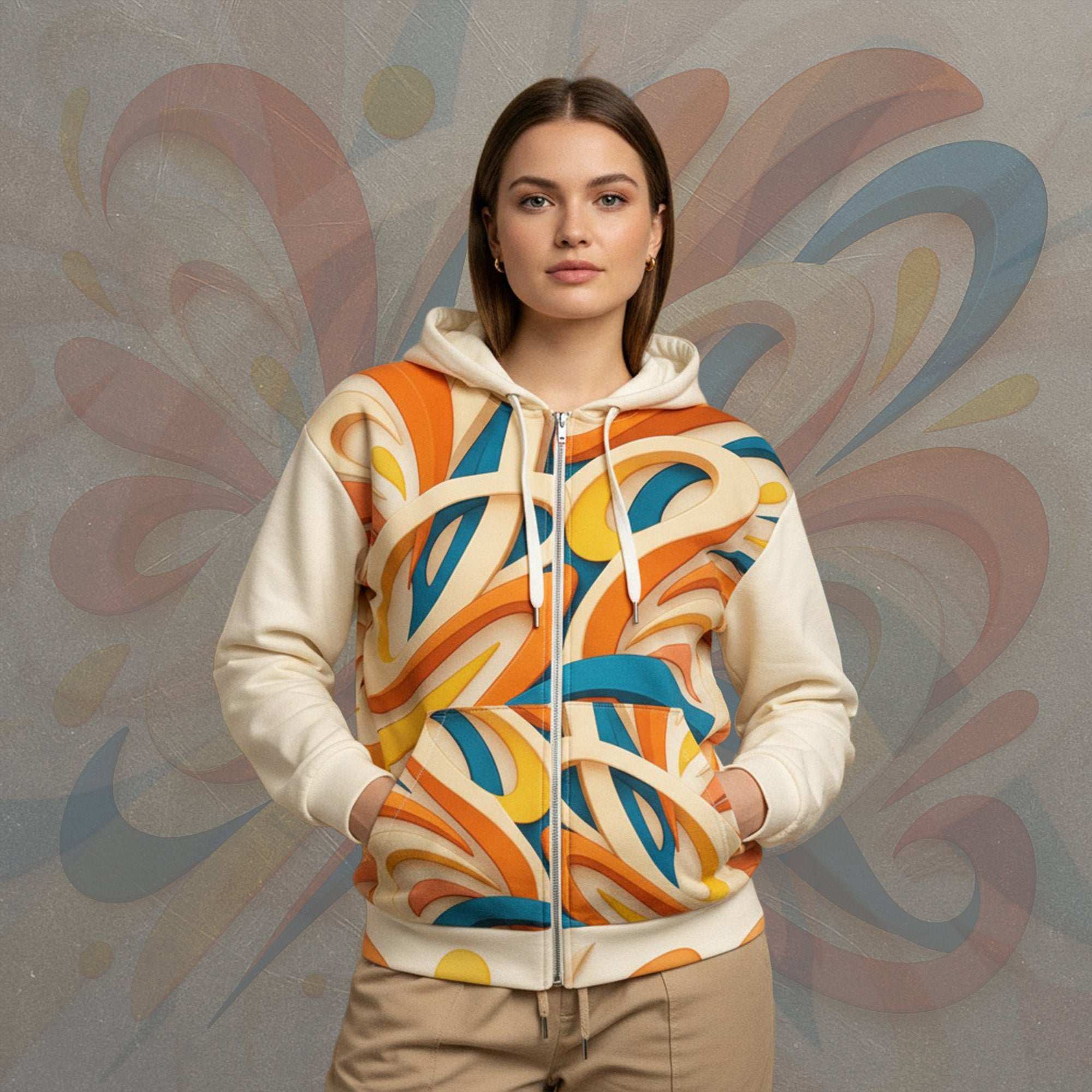 Women's Coral Canvas Hoodie (No.05)