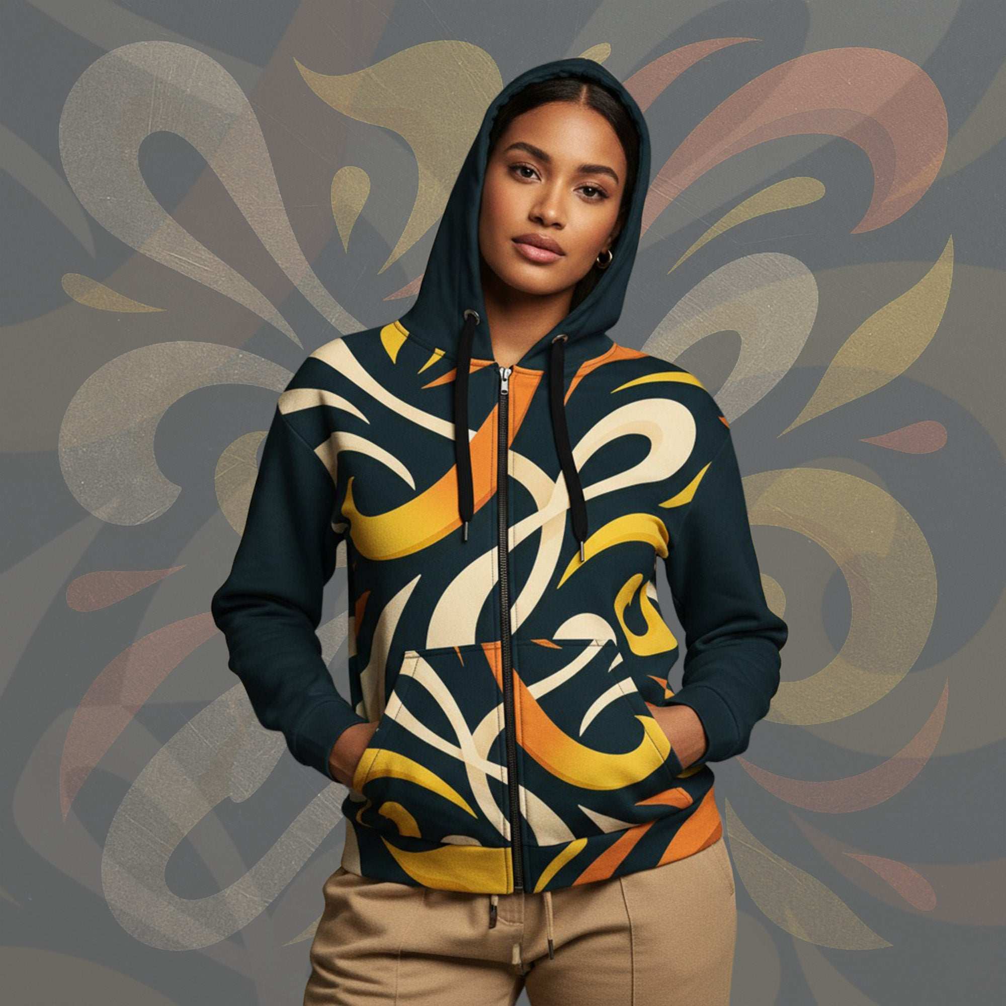 Women's Coral Canvas Hoodie (No.09)