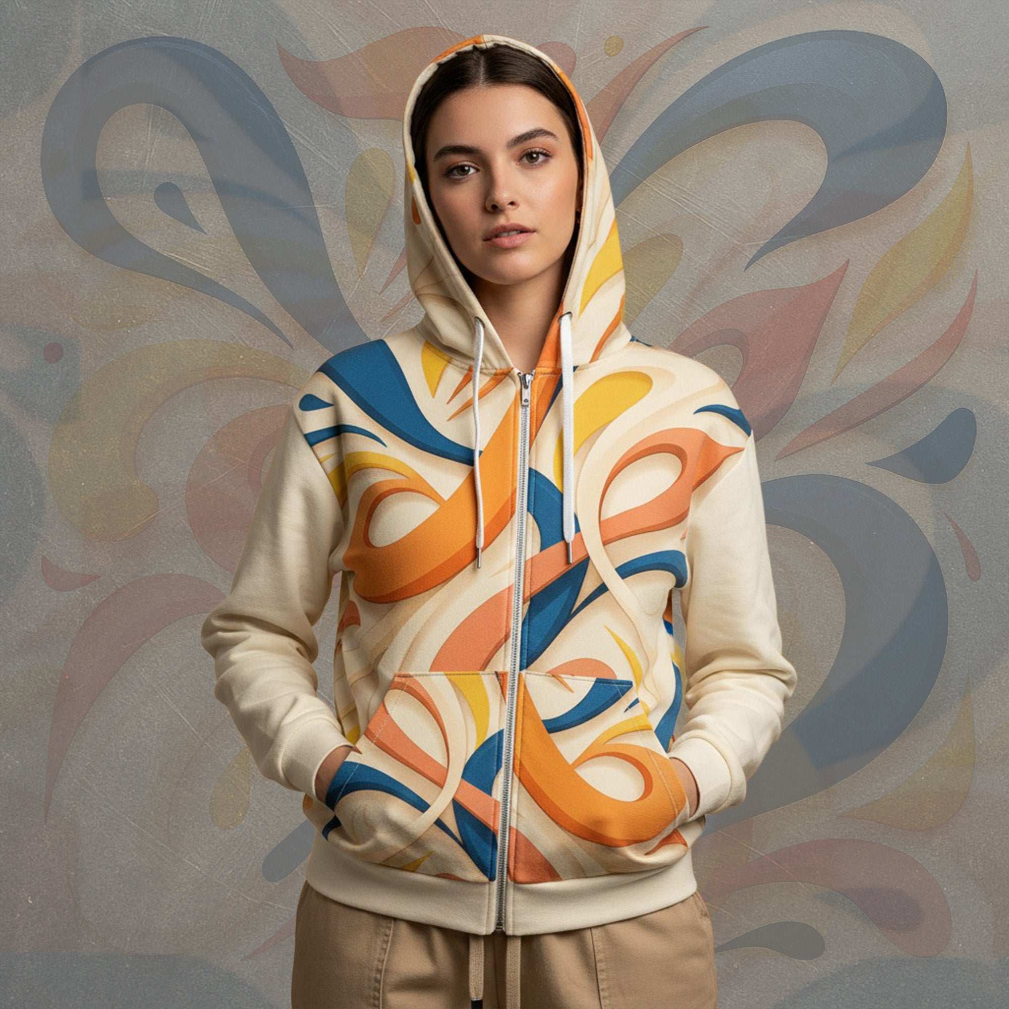 Women's Coral Canvas Hoodie (No.10)