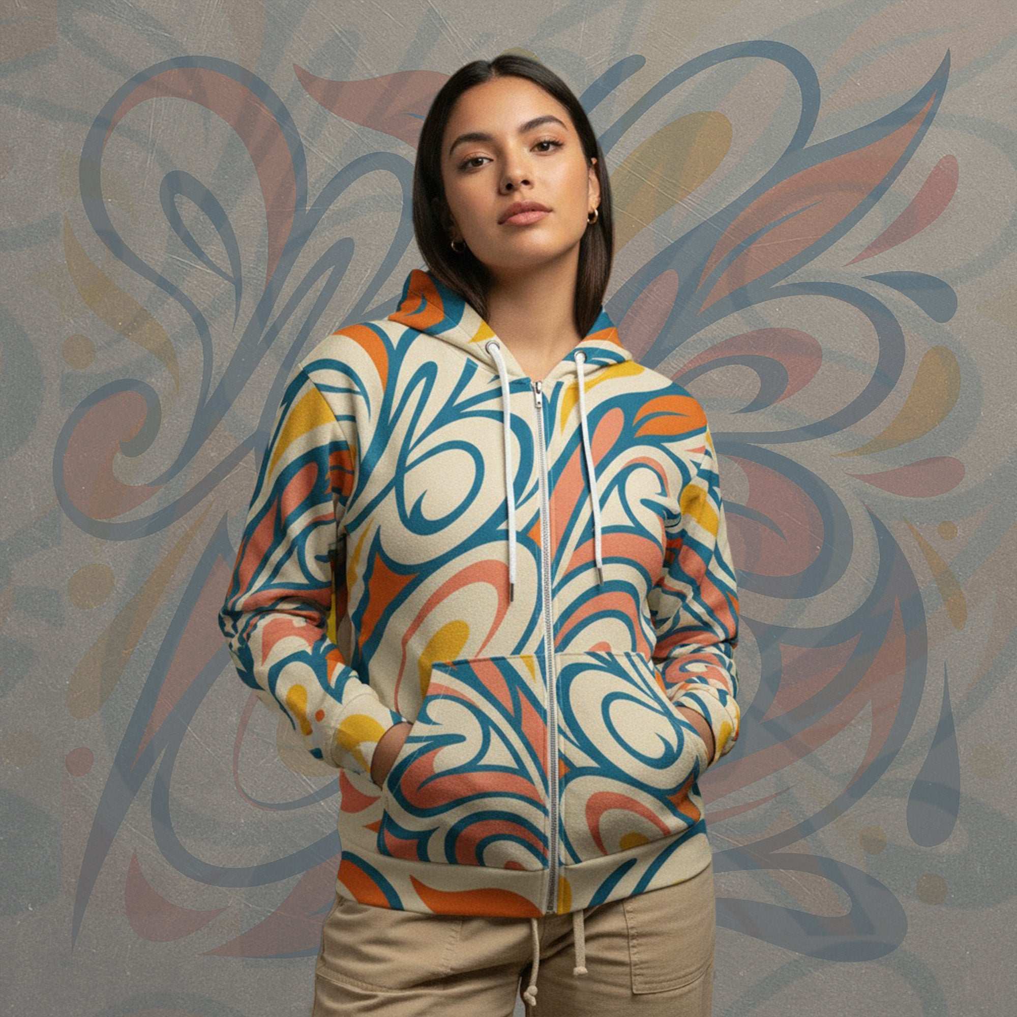 Women's Coral Canvas Hoodie (No.11)