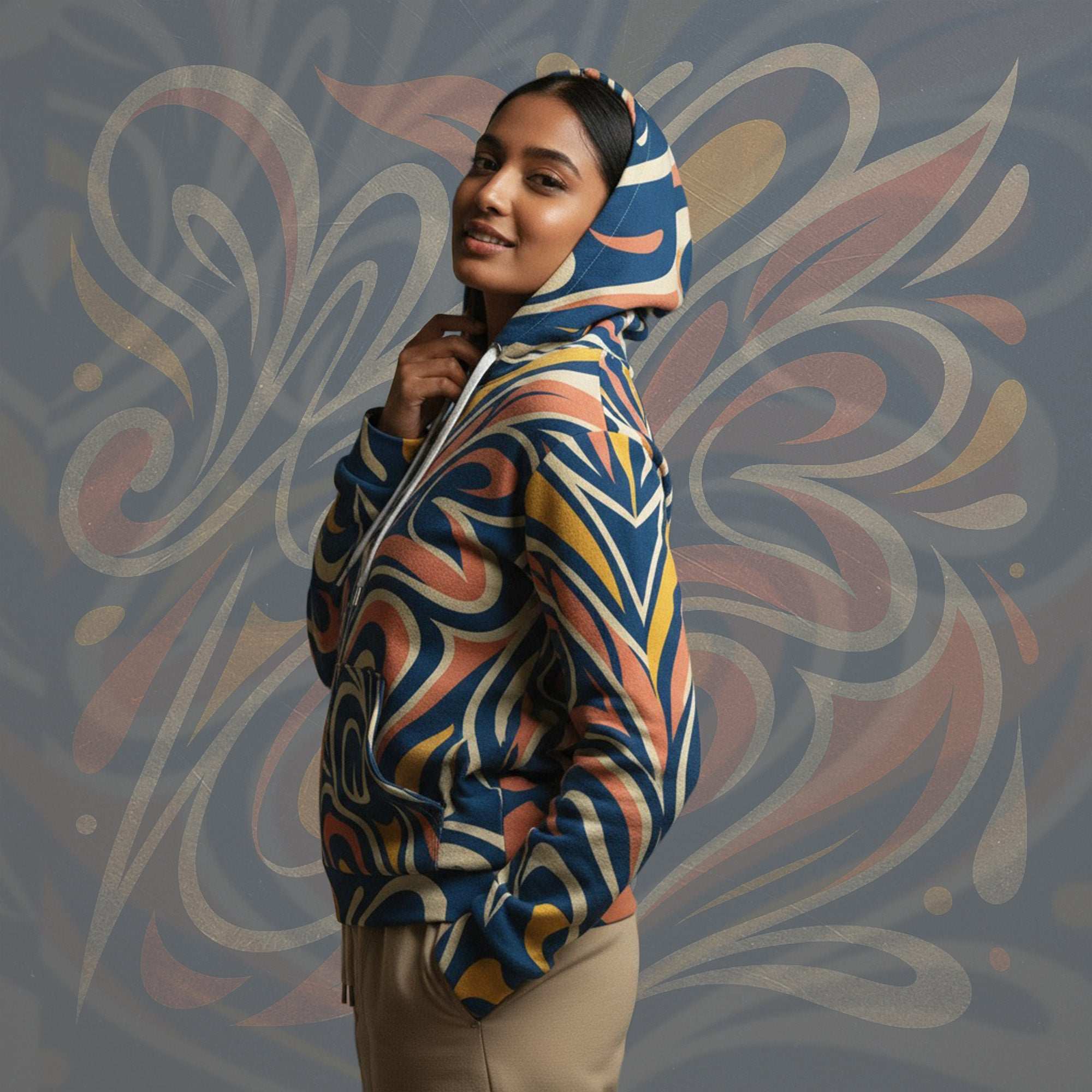 Women's Coral Canvas Hoodie (No.12)