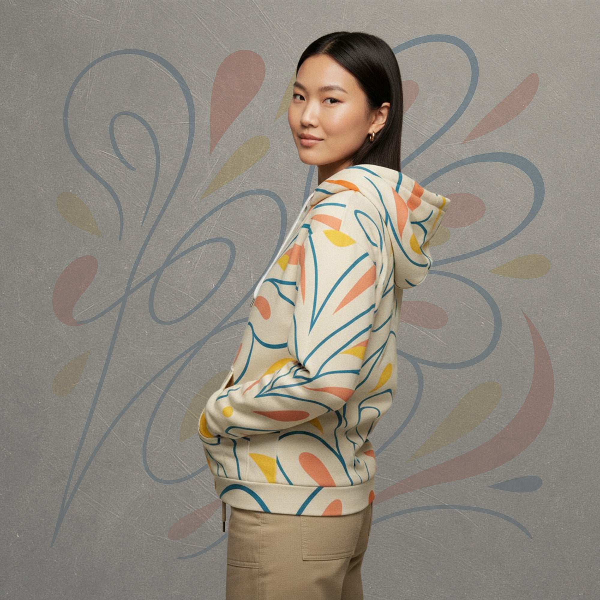 Women's Coral Canvas Hoodie (No.13)