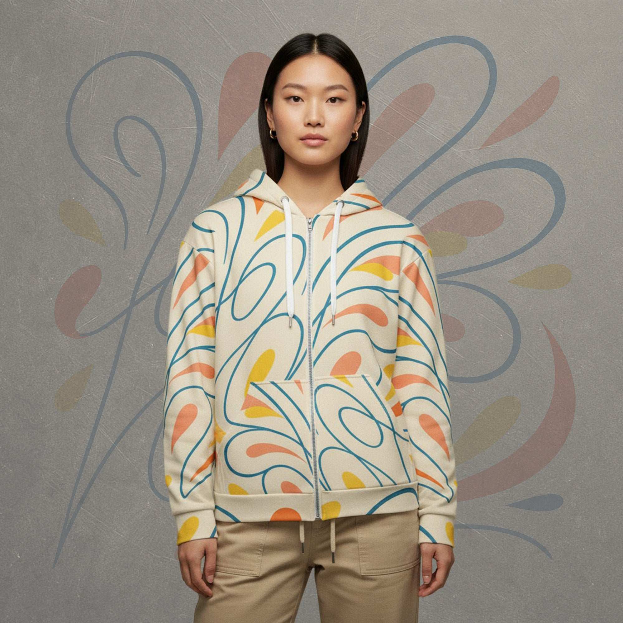 Women's Coral Canvas Hoodie (No.13)