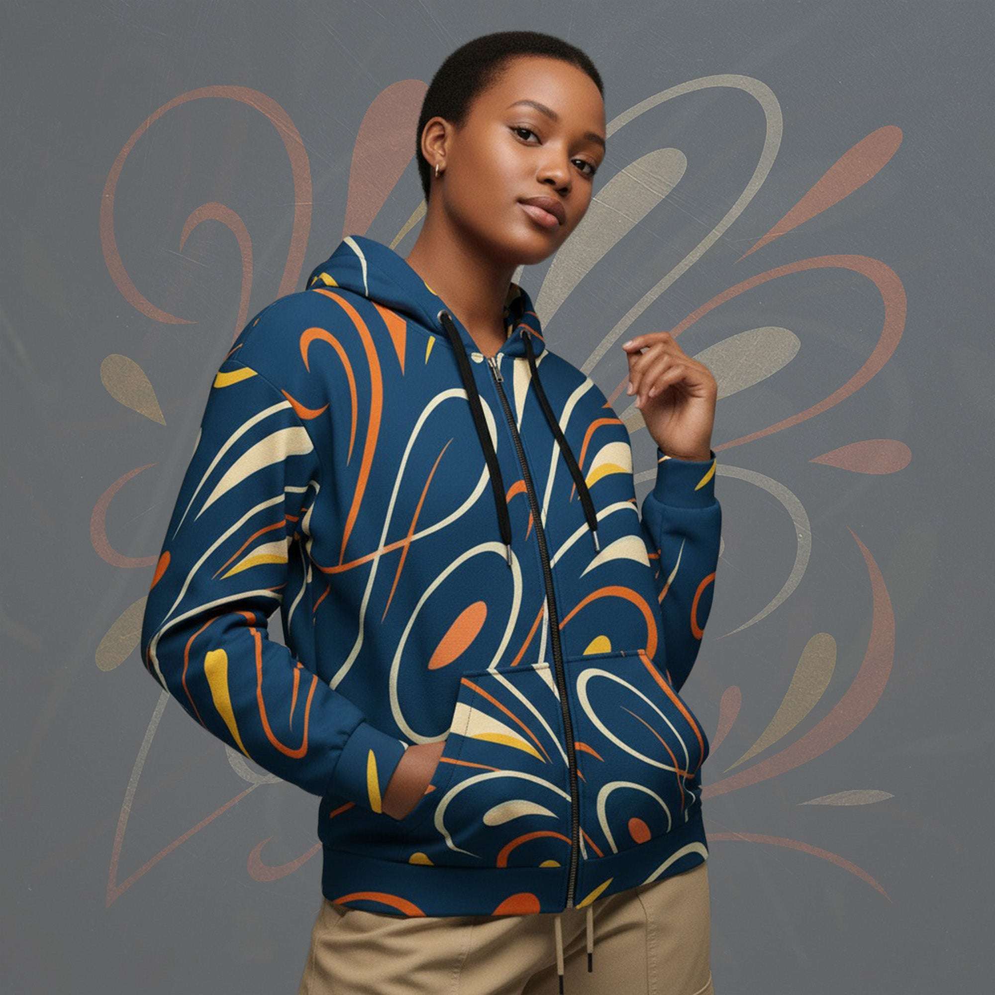 Women's Coral Canvas Hoodie (No.14)