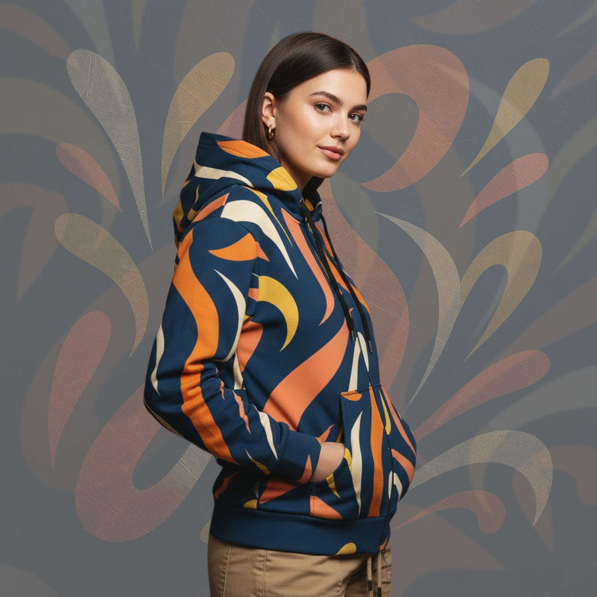 Women's Coral Canvas Hoodie (No.15)