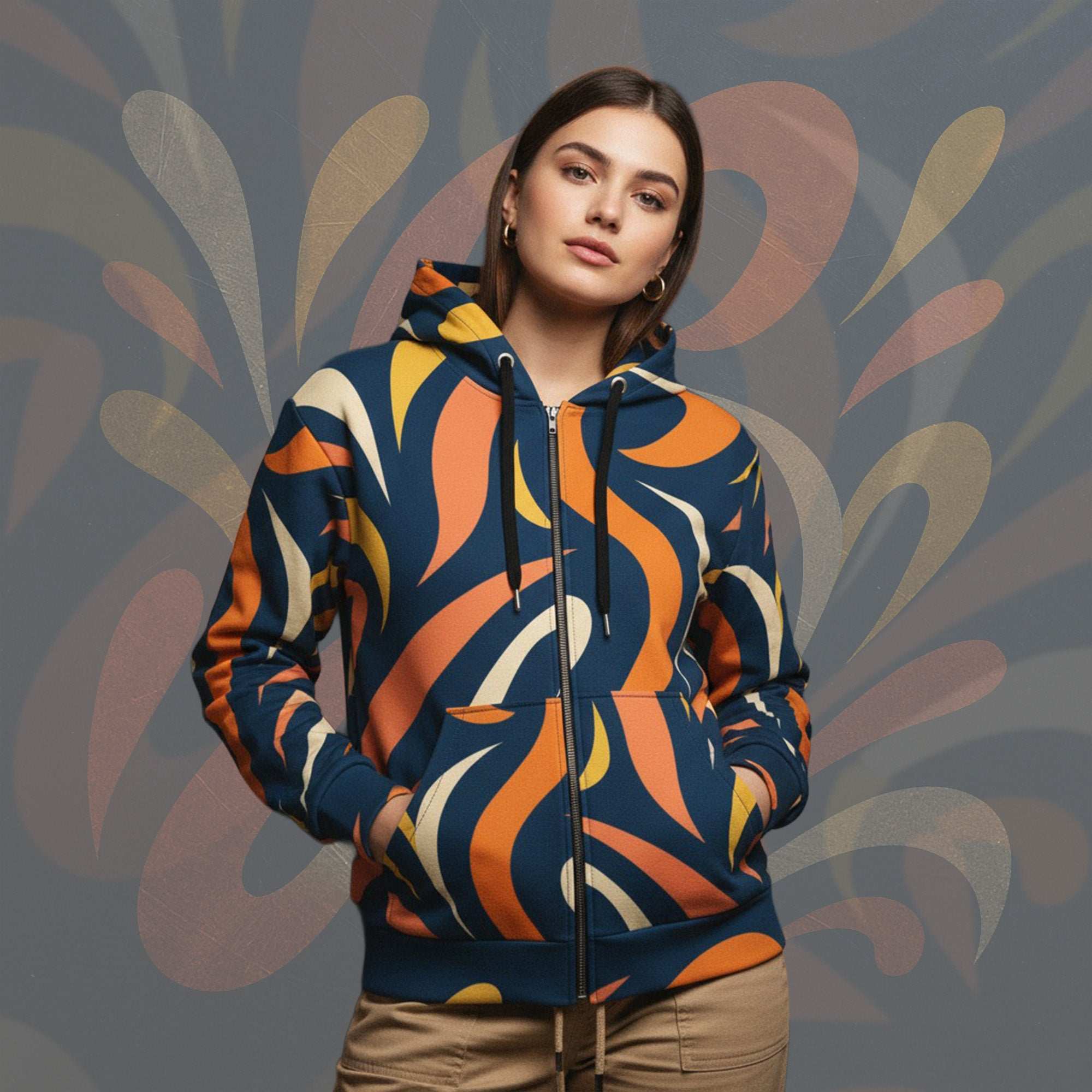 Women's Coral Canvas Hoodie (No.15)