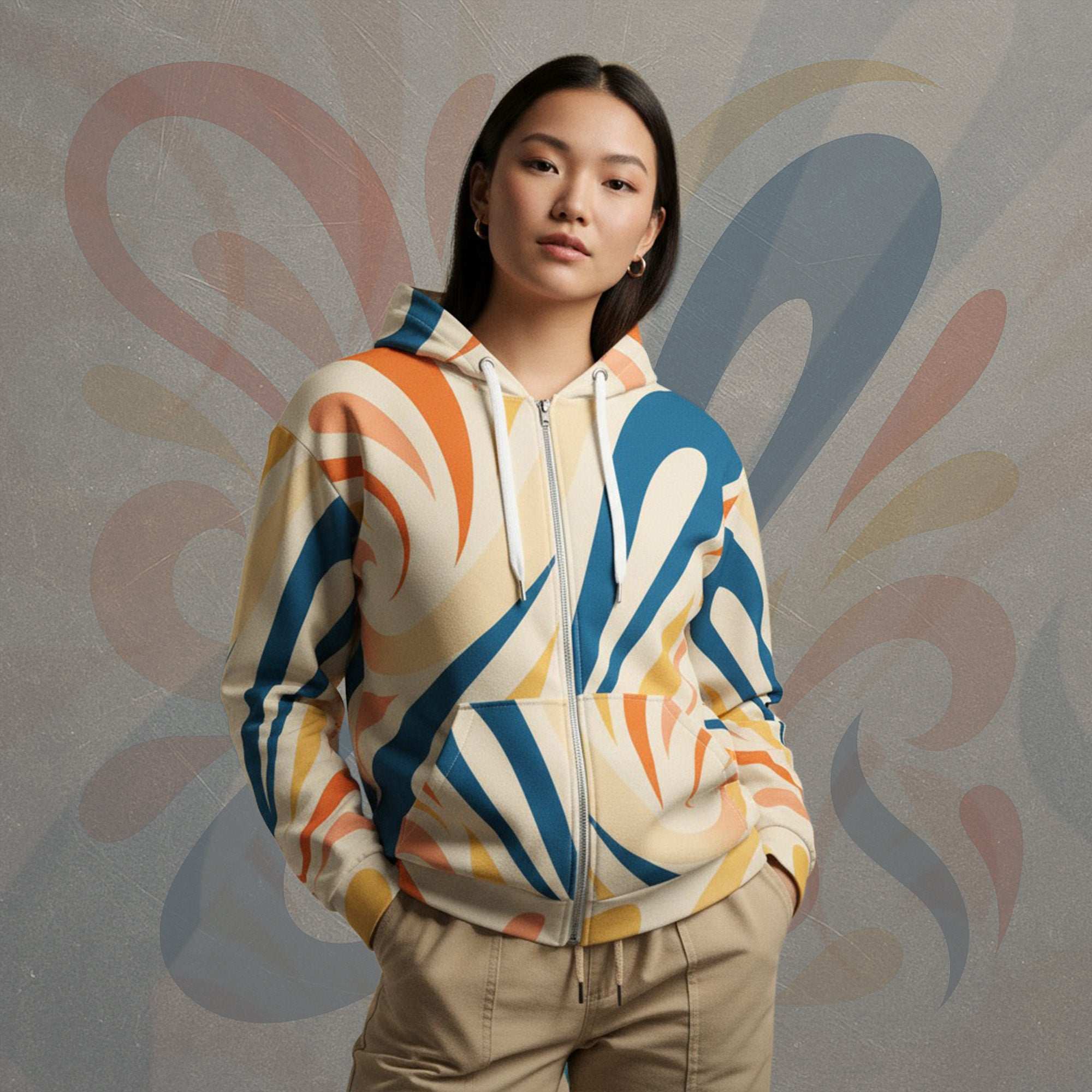 Women's Coral Canvas Hoodie (No.16)