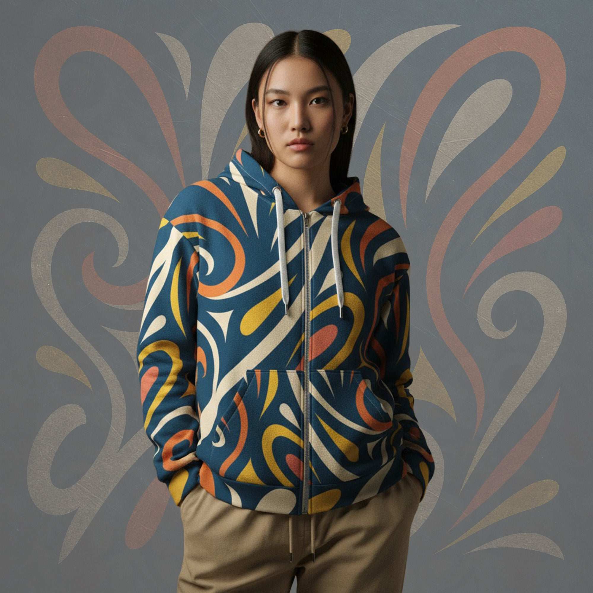 Women's Coral Canvas Hoodie (No.18)