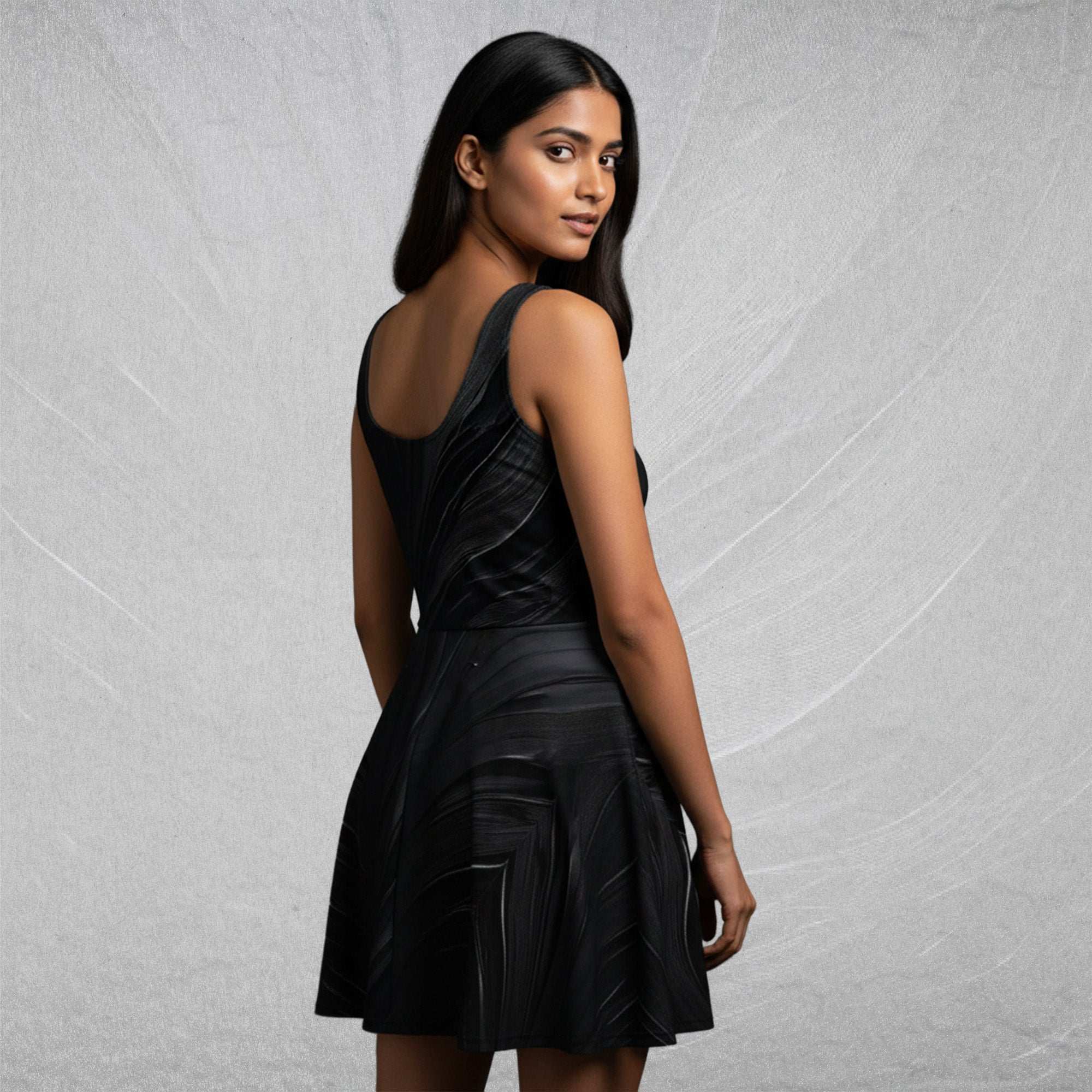 Women's Deep Black Skater Dress (No.03)
