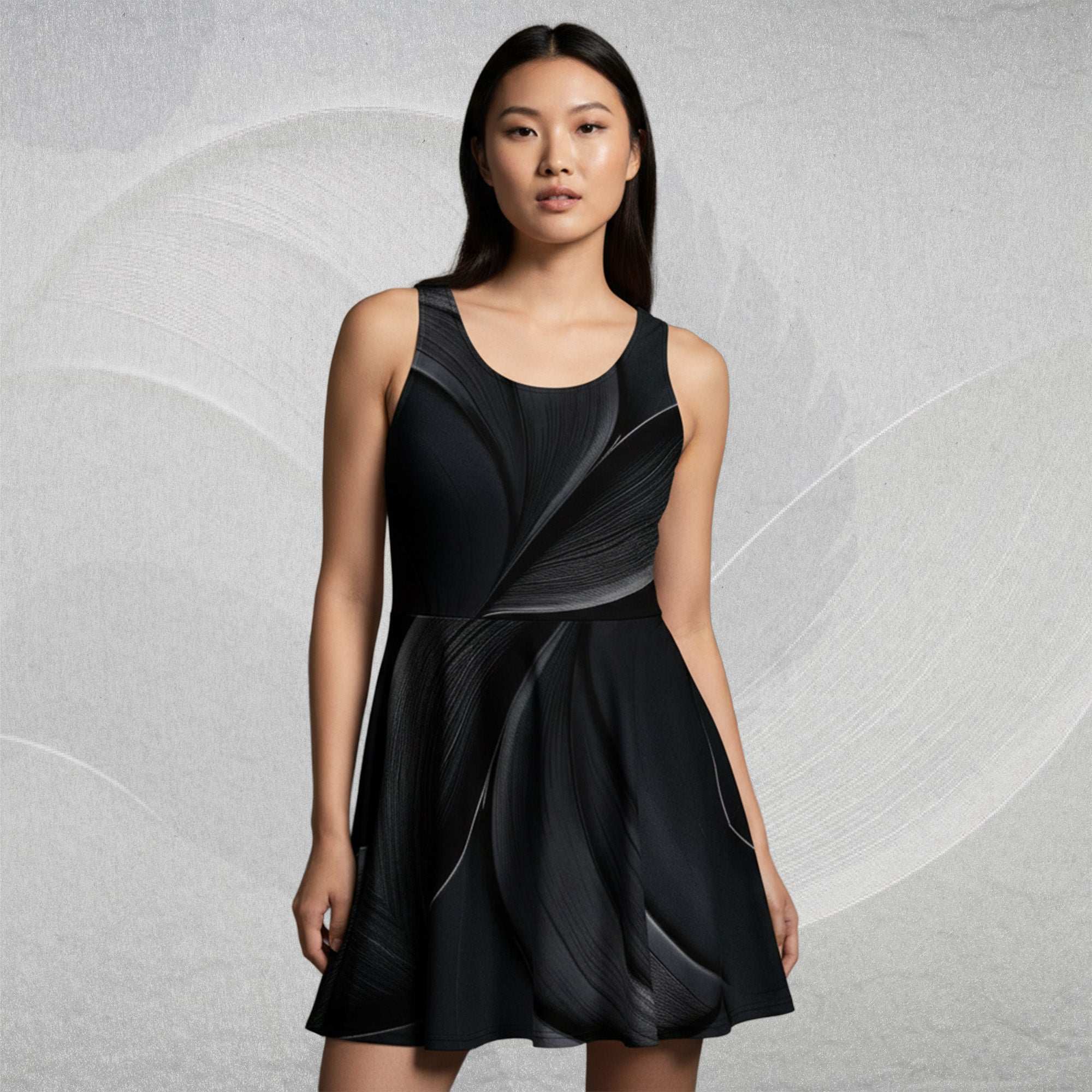 Women's Deep Black Skater Dress (No.04)