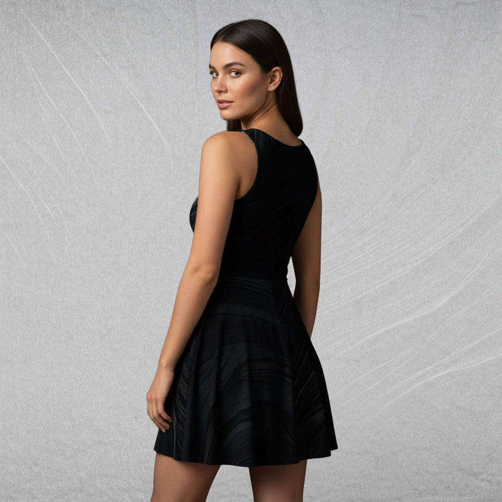 Women's Deep Black Skater Dress (No.05)