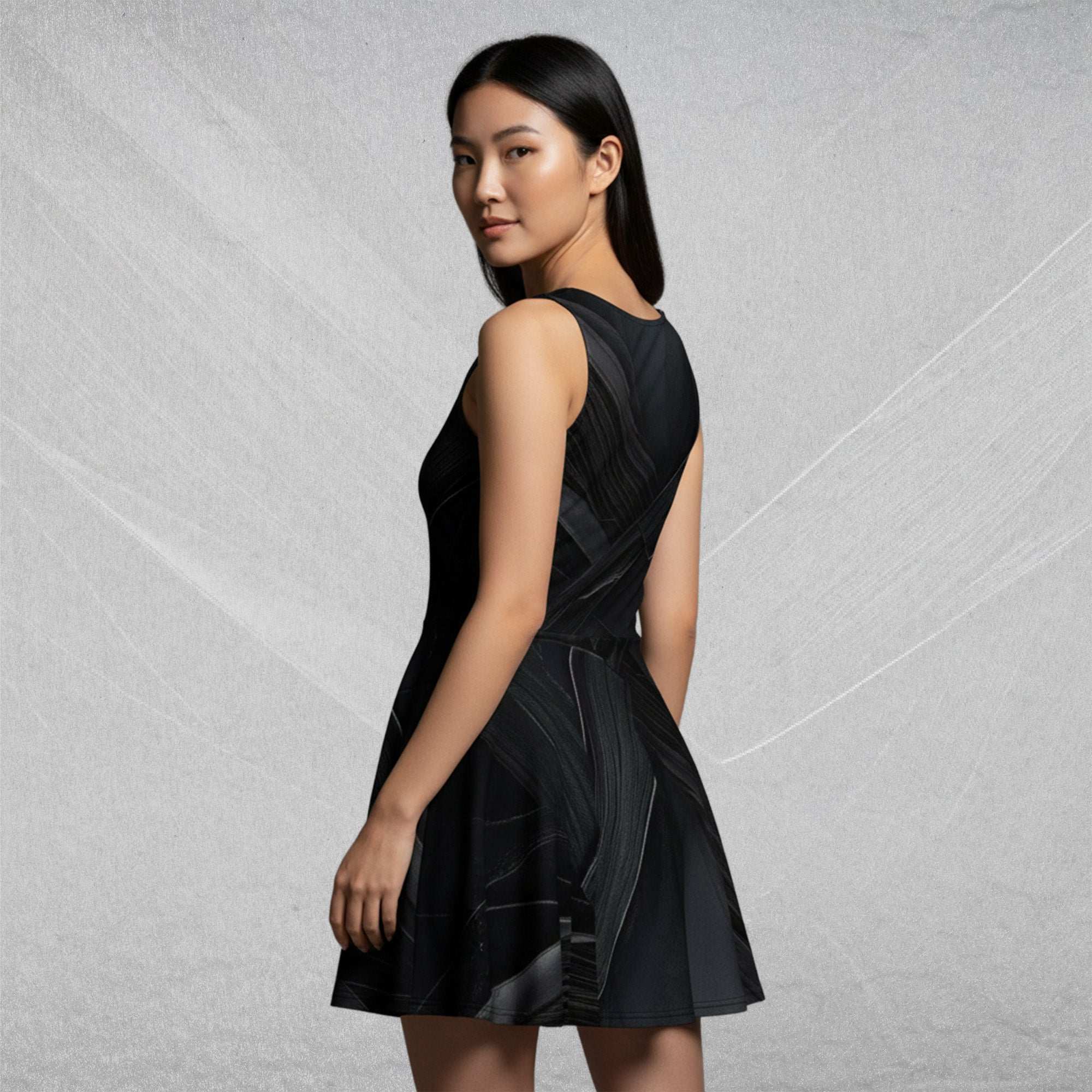 Women's Deep Black Skater Dress (No.08)