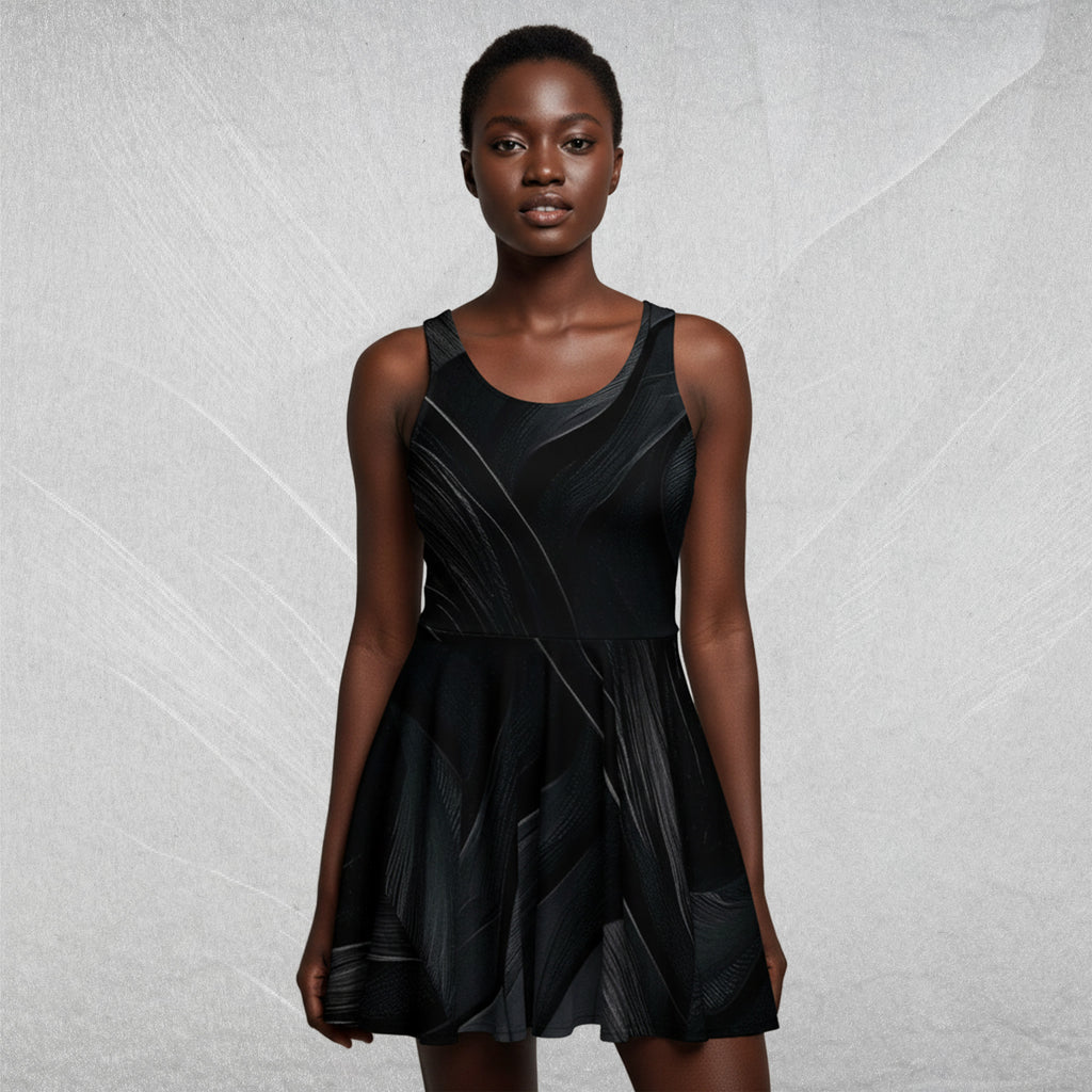 Women's Deep Black Skater Dress (No.10)