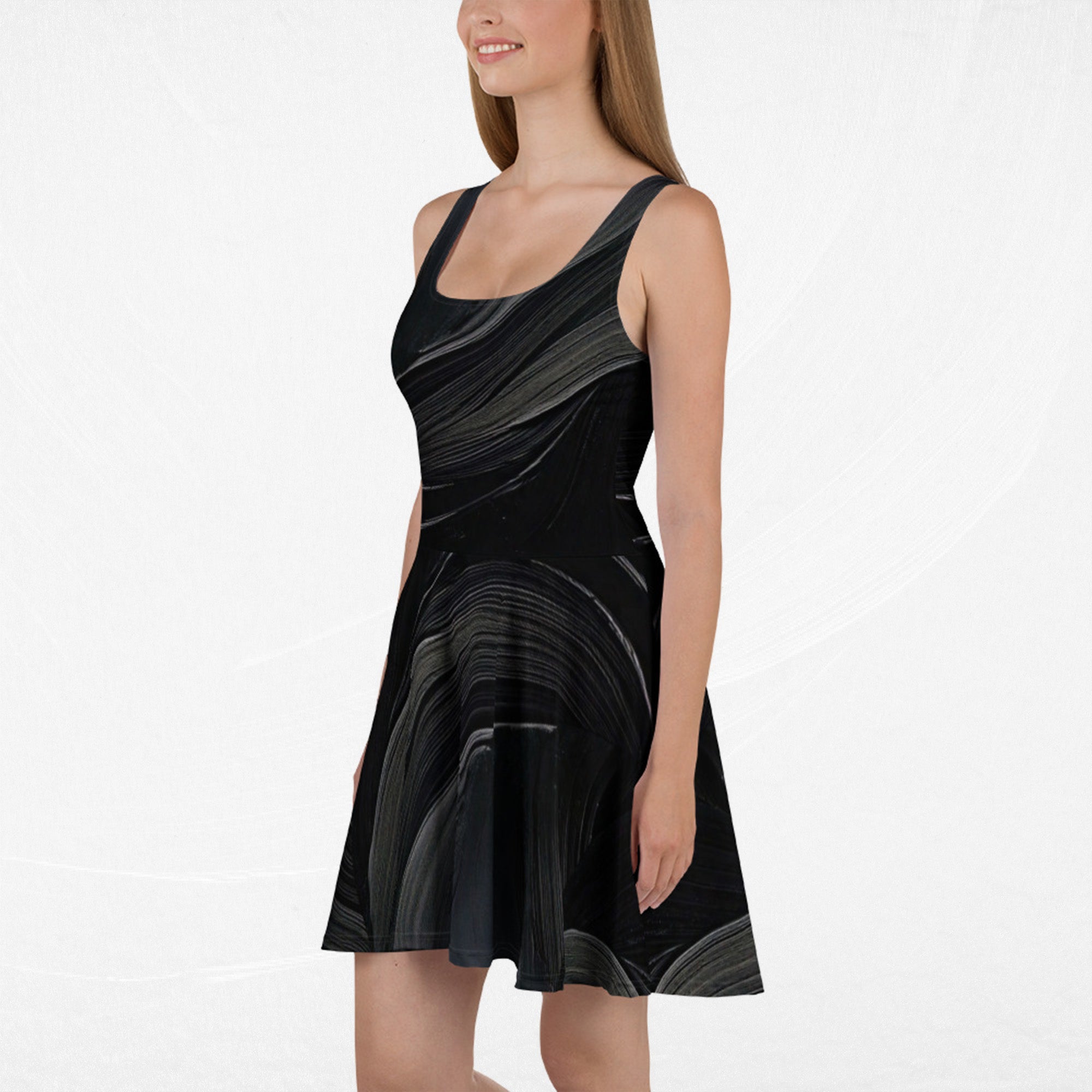 Women's Deep Black Skater Dress
