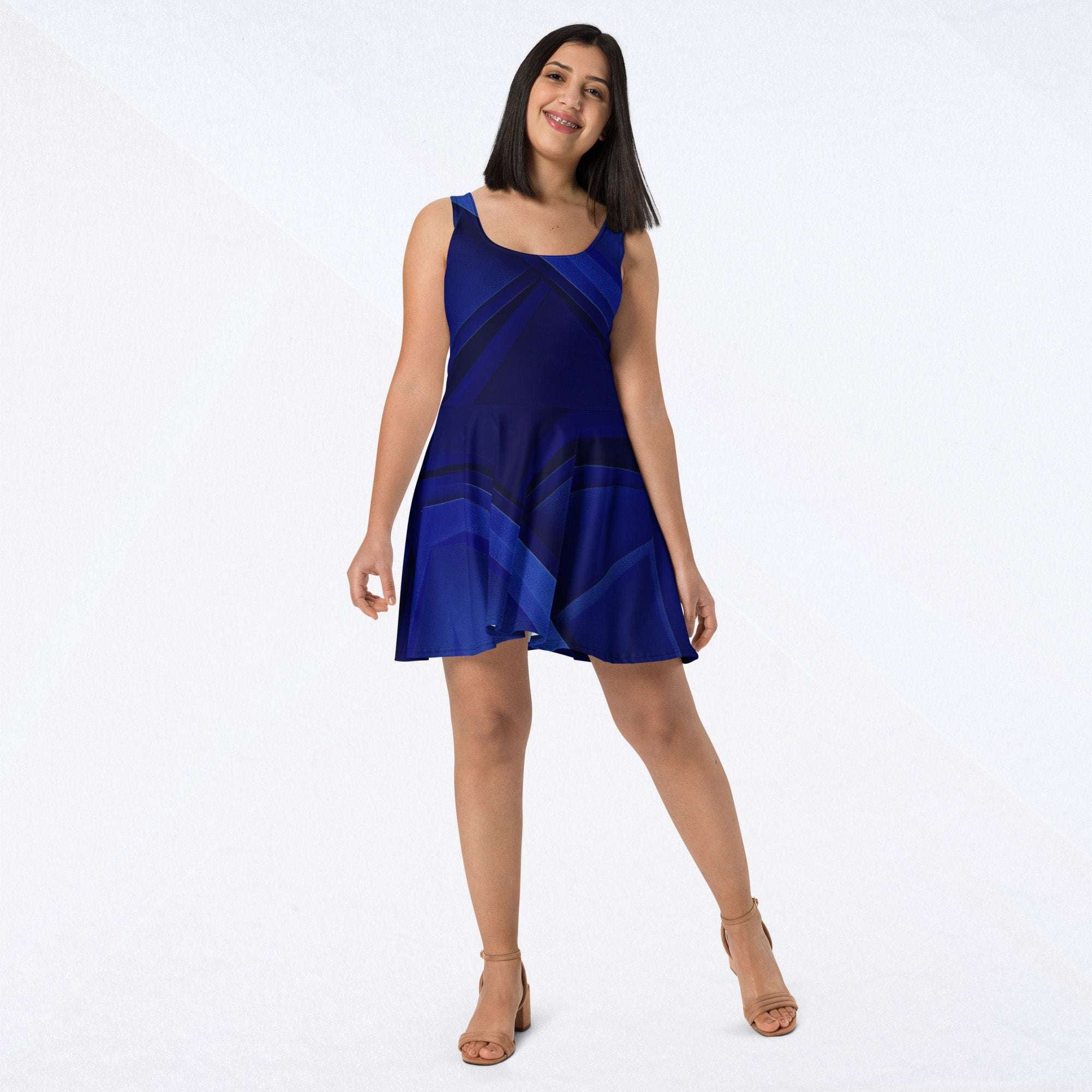 Women's Deep Blue Skater Dress (No.04)