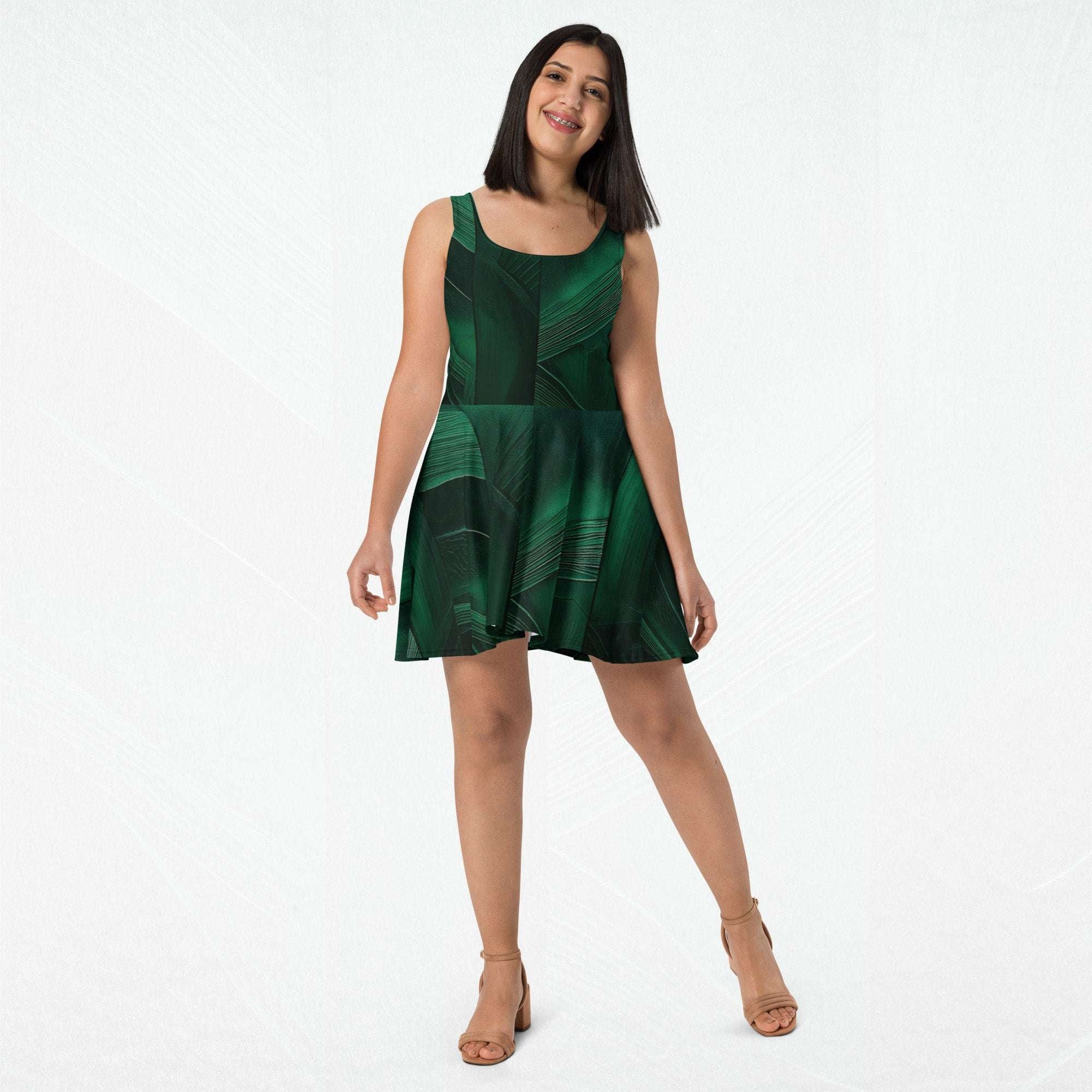 Women's Deep Green Skater Dress (No.02)