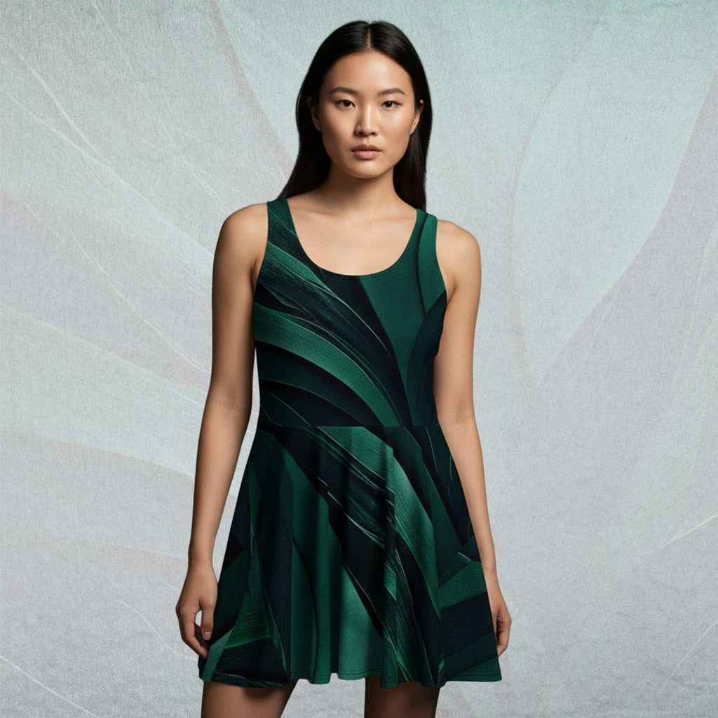 Women's Deep Green Skater Dress (No.04)