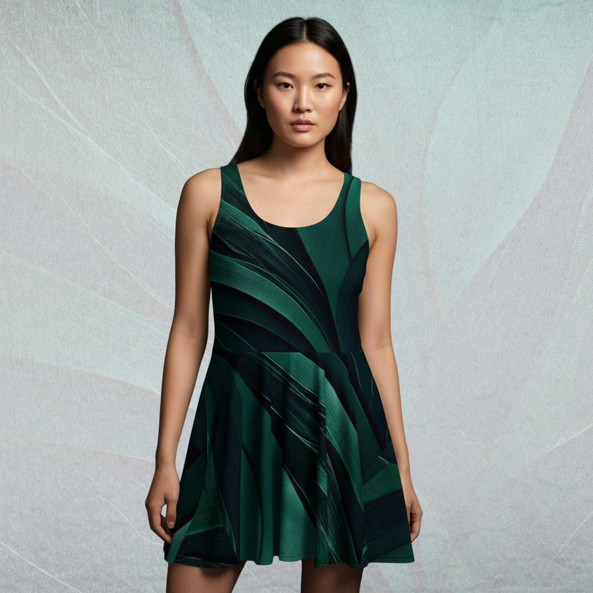 Women's Deep Green Skater Dress (No.04)