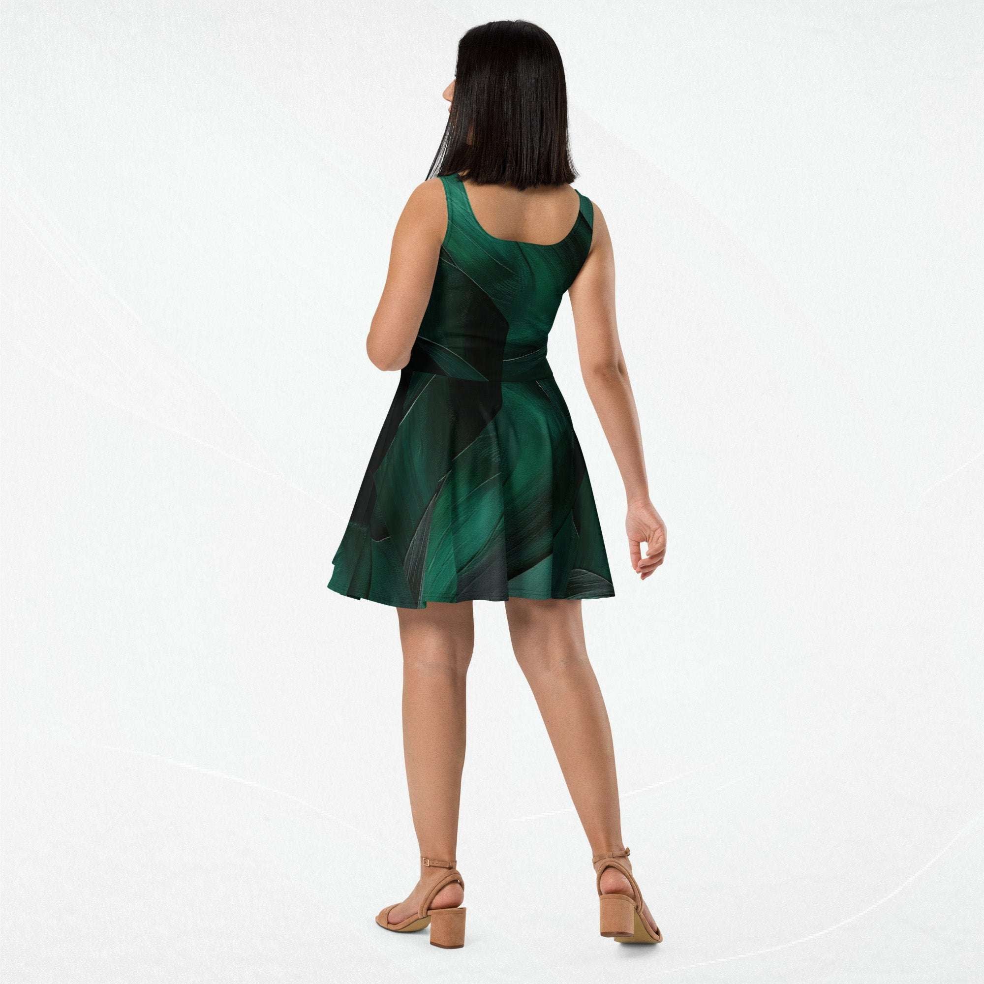 Women's Deep Green Skater Dress (No.06)