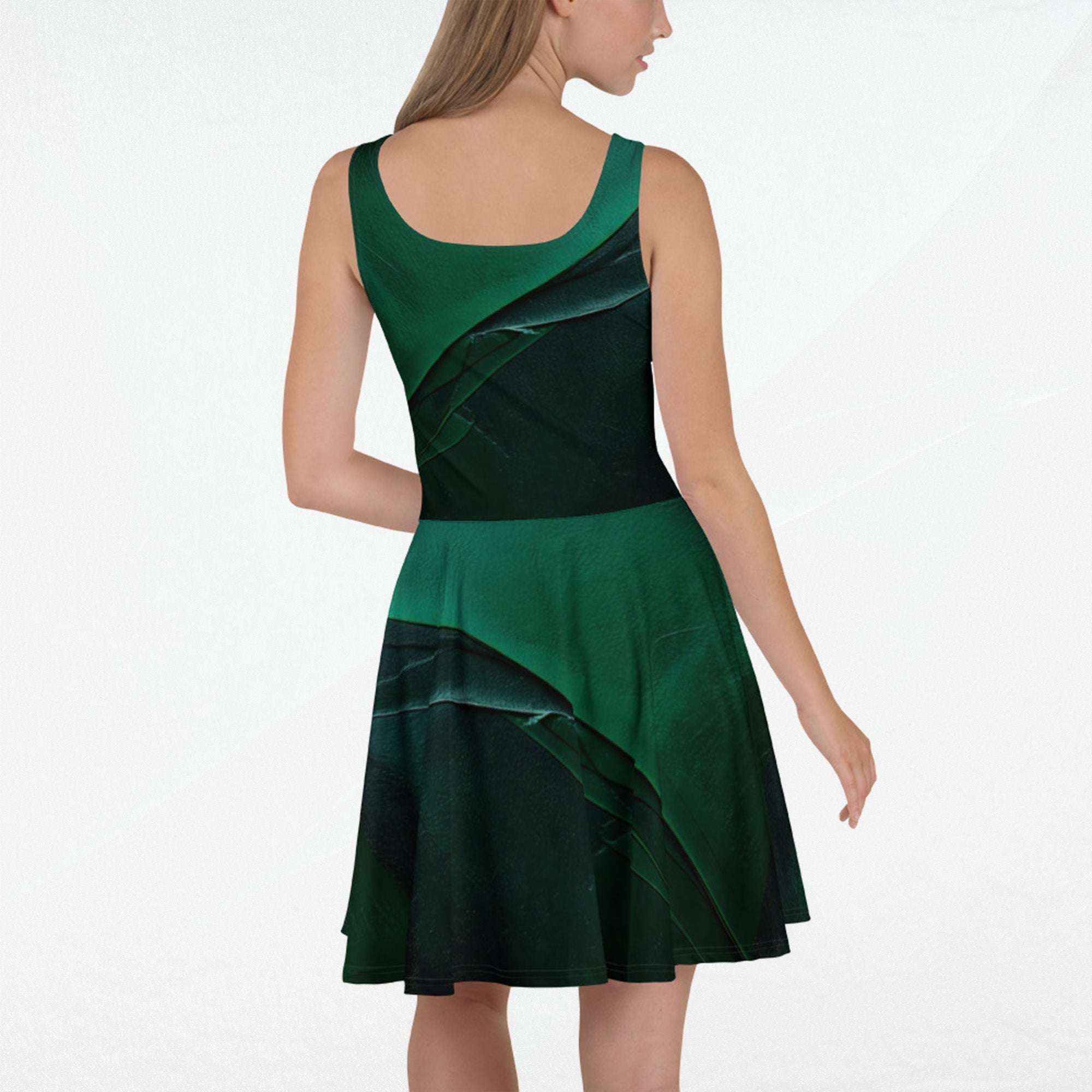 Women's Deep Green Skater Dress (No.07)