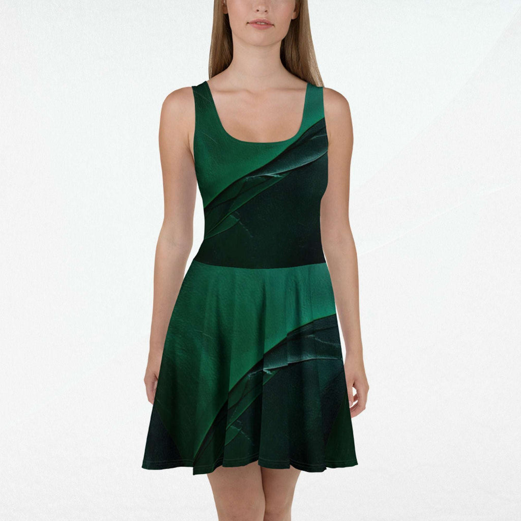 Women's Deep Green Skater Dress (No.07)