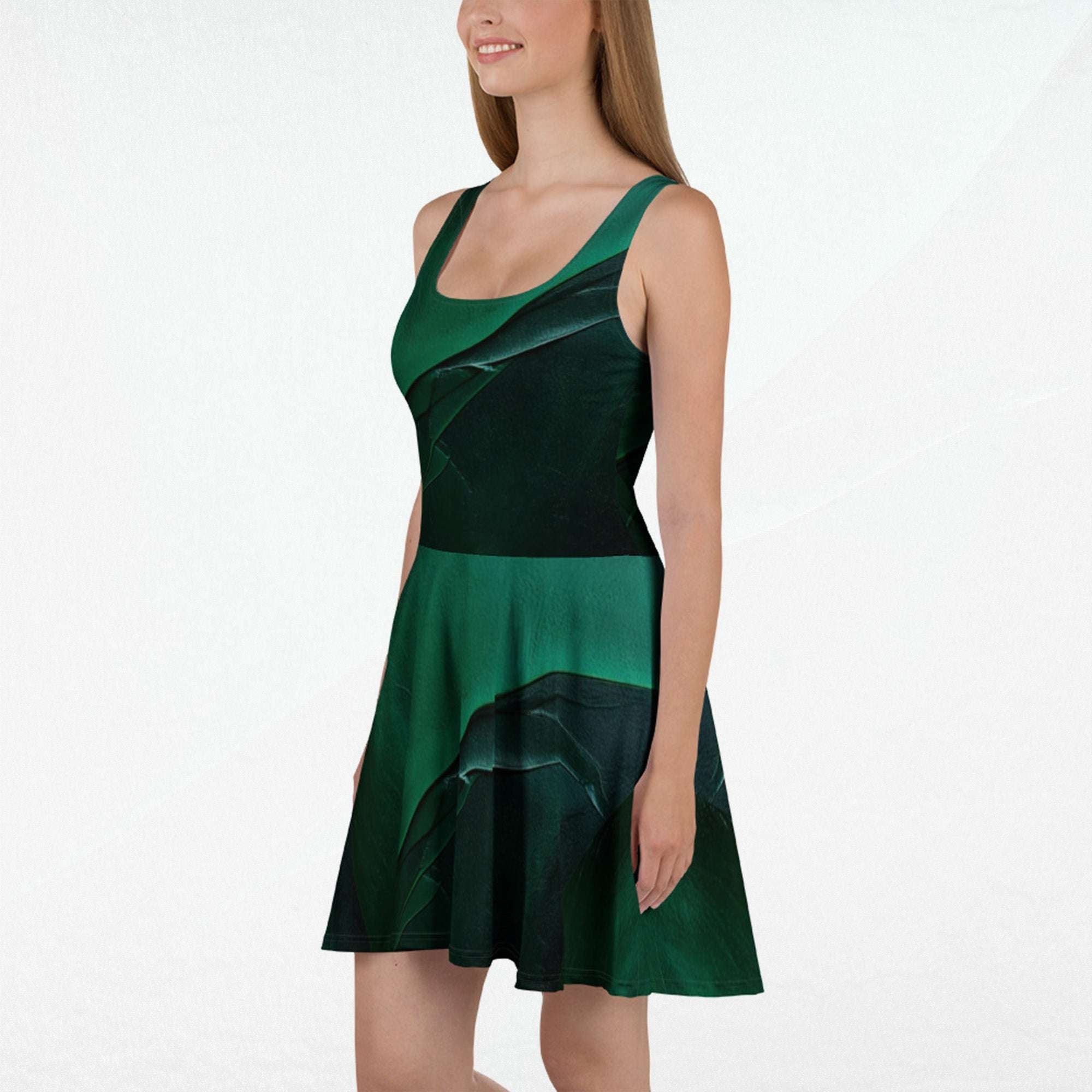 Women's Deep Green Skater Dress (No.07)