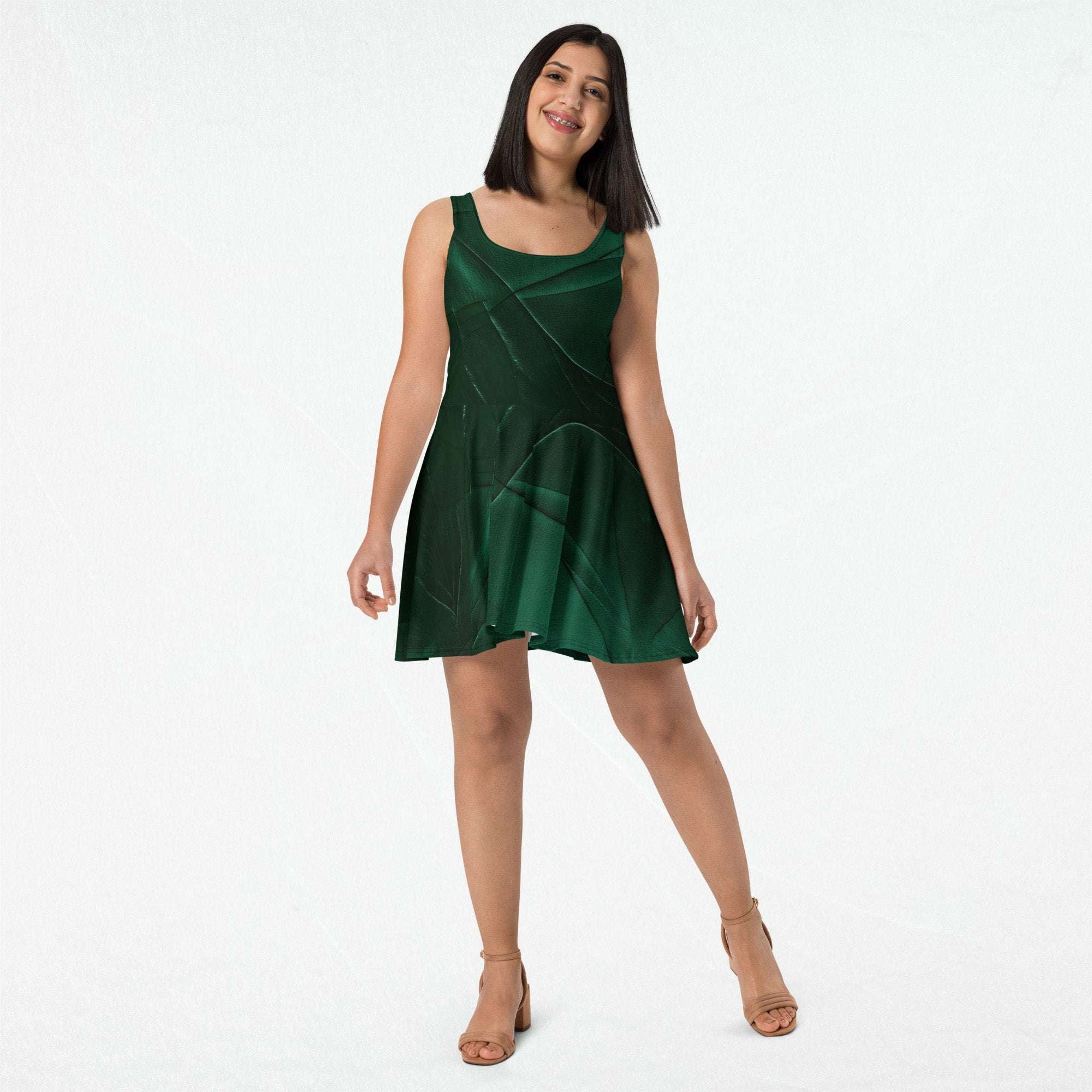 Women's Deep Green Skater Dress (No.08)
