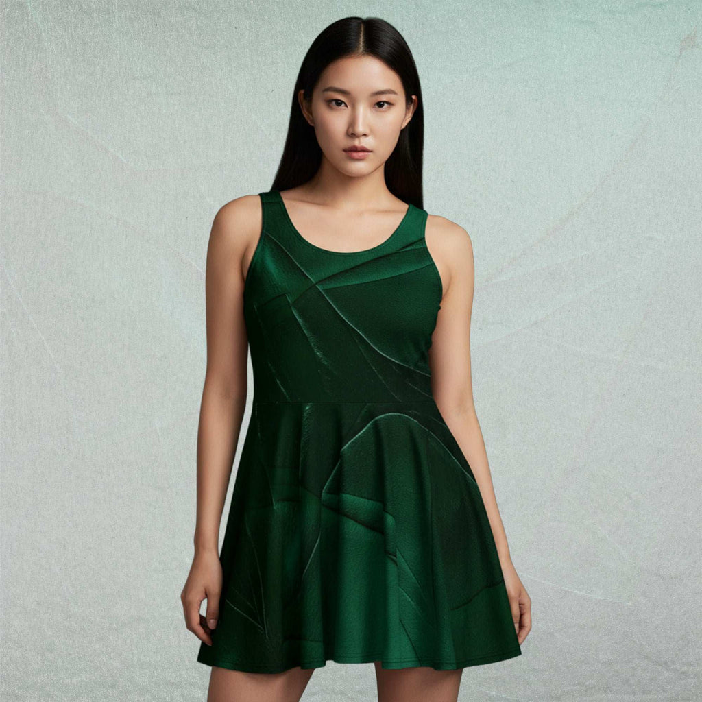 Women's Deep Green Skater Dress (No.08)