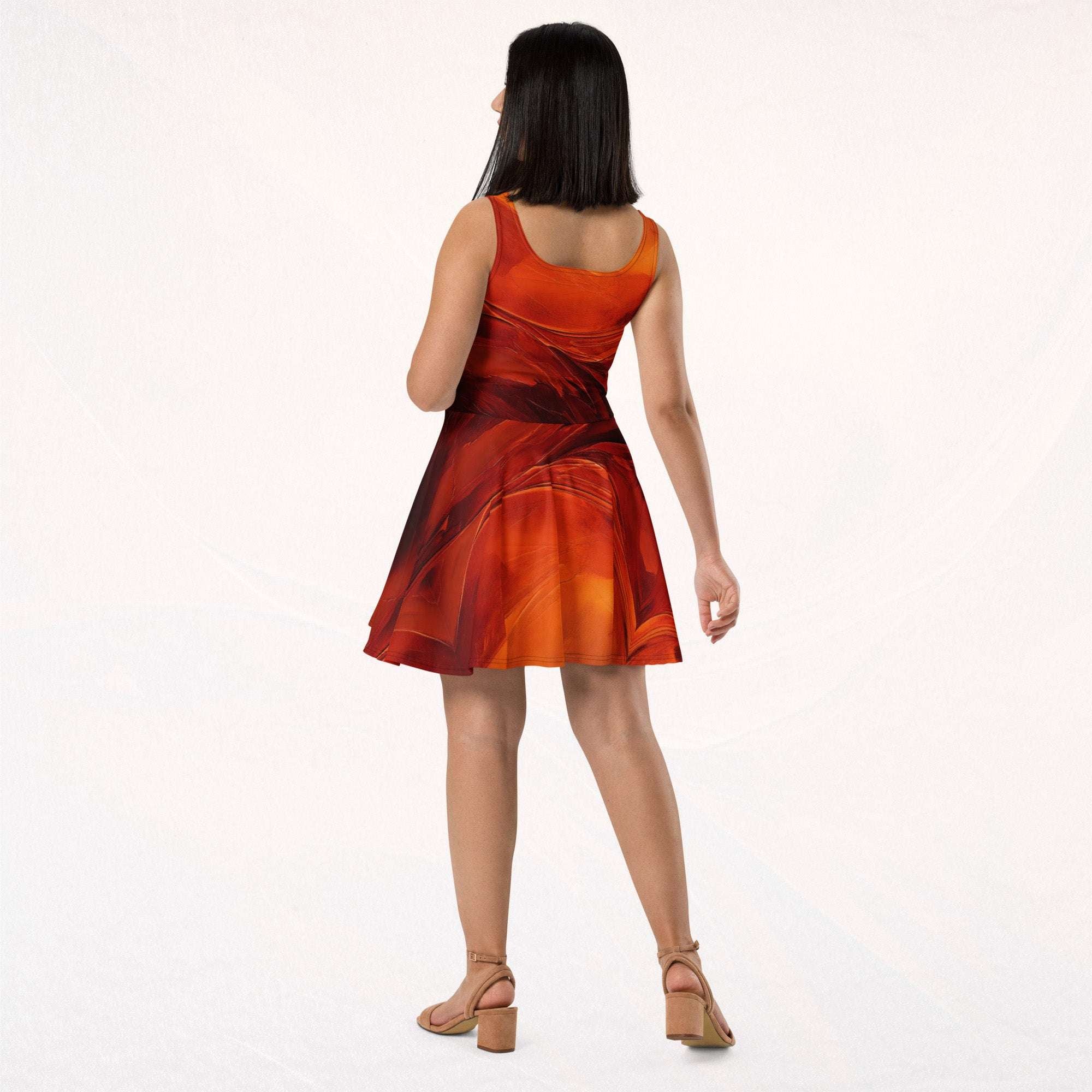 Women's Deep Orange Skater Dress (No.02)
