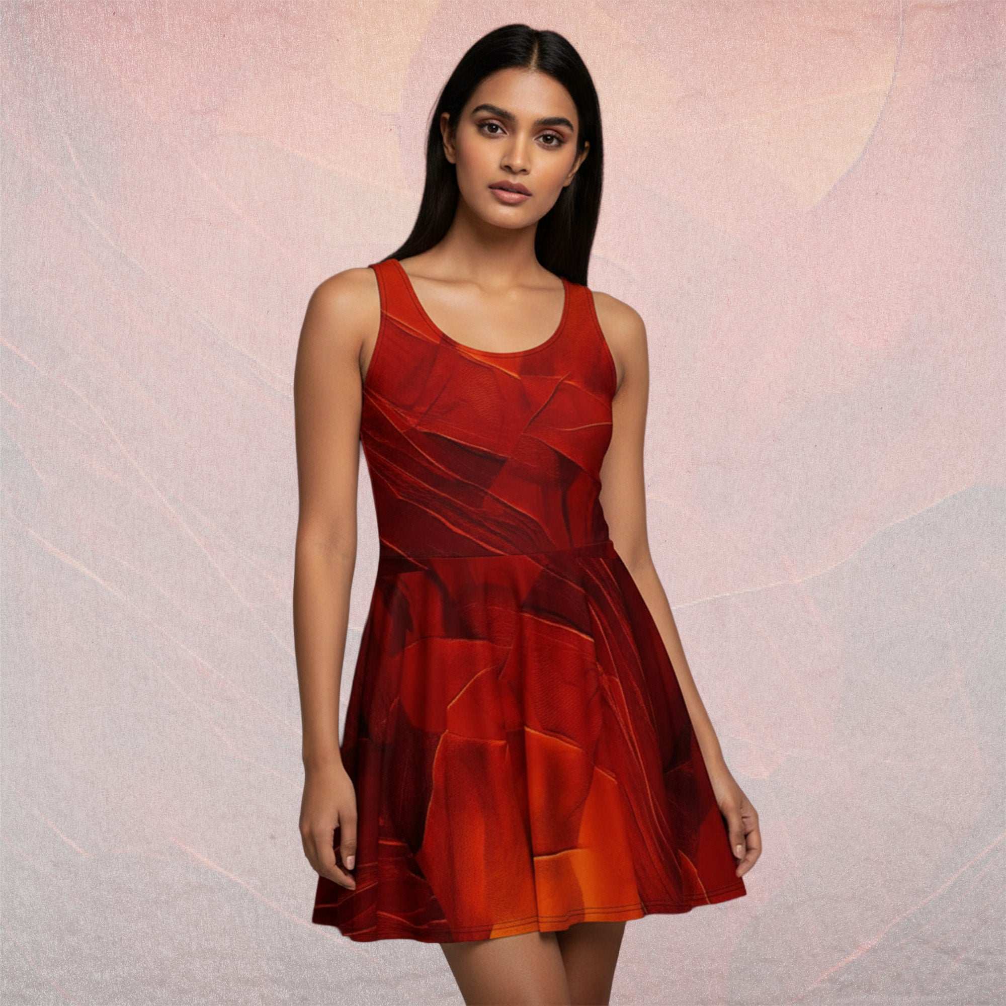 Women's Deep Orange Skater Dress (No.03)