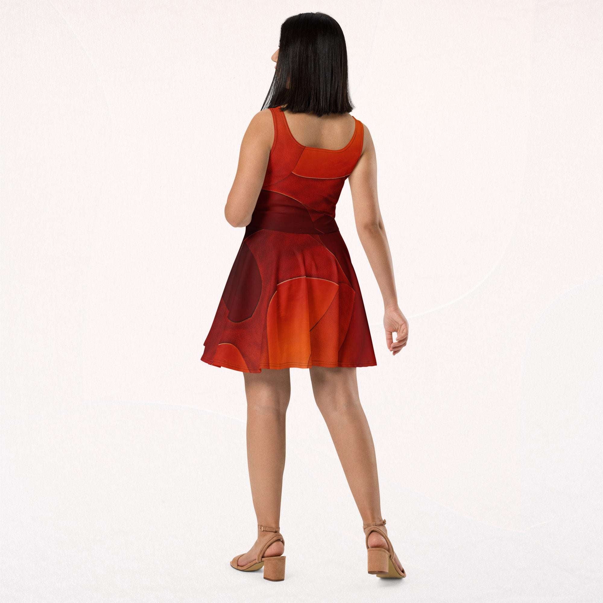 Women's Deep Orange Skater Dress (No.04)