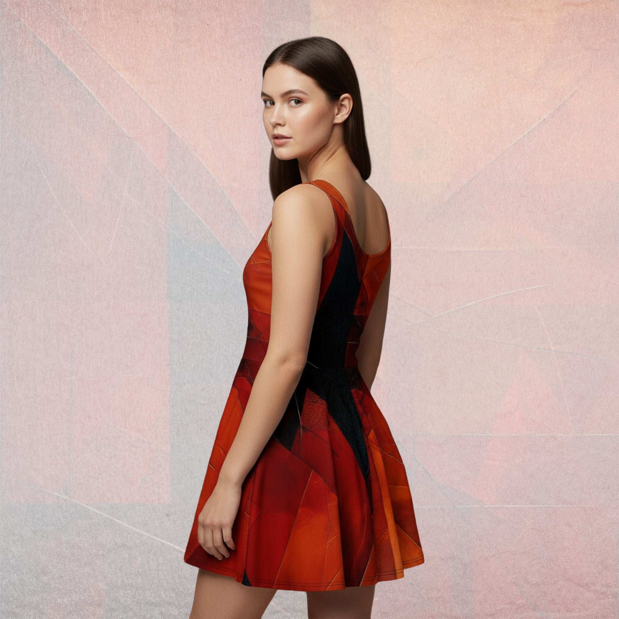 Women's Deep Orange Skater Dress (No.05)