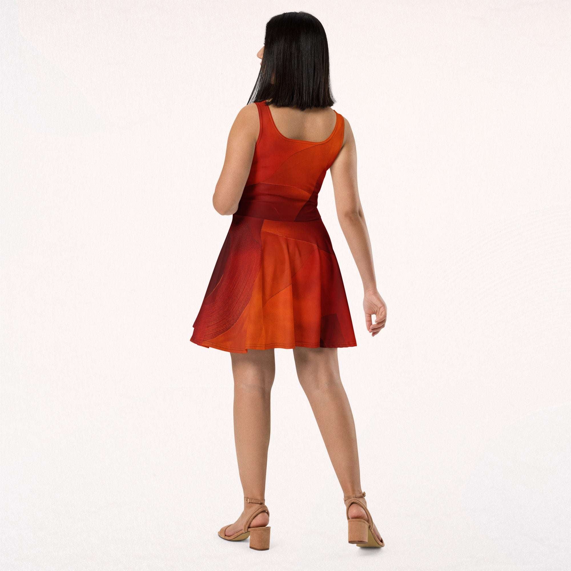 Women's Deep Orange Skater Dress (No.06)