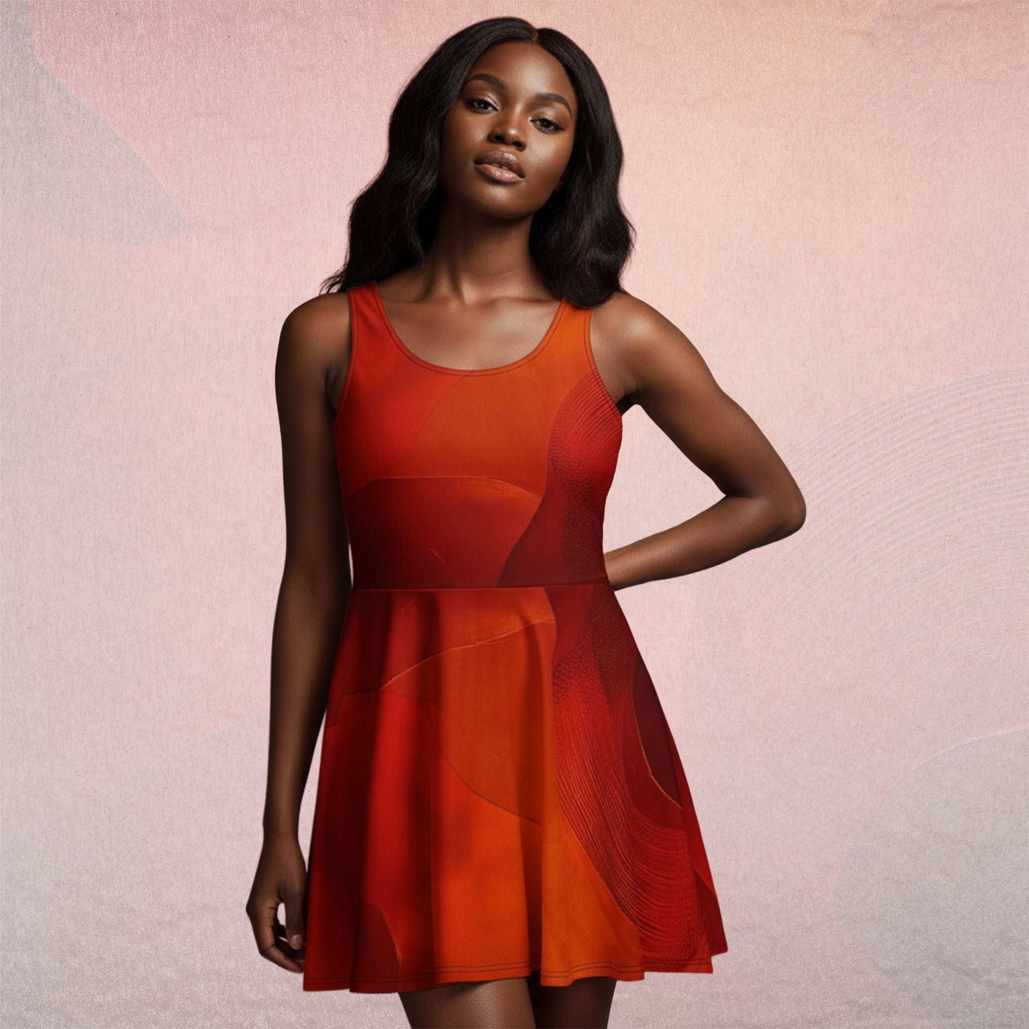 Women's Deep Orange Skater Dress (No.06)