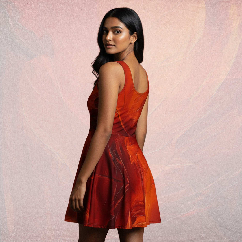Women's Deep Orange Skater Dress (No.07)