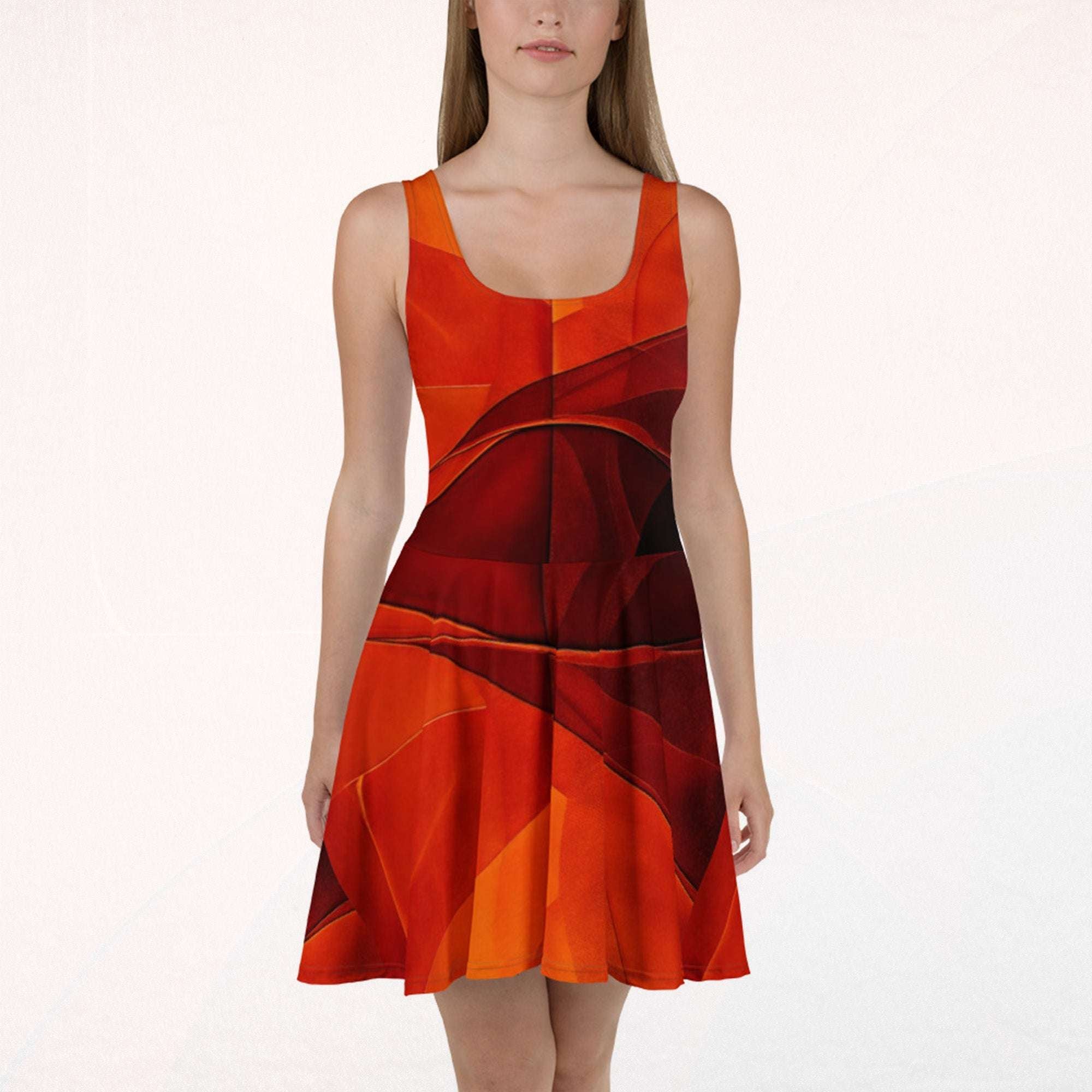 Women's Deep Orange Skater Dress (No.09)