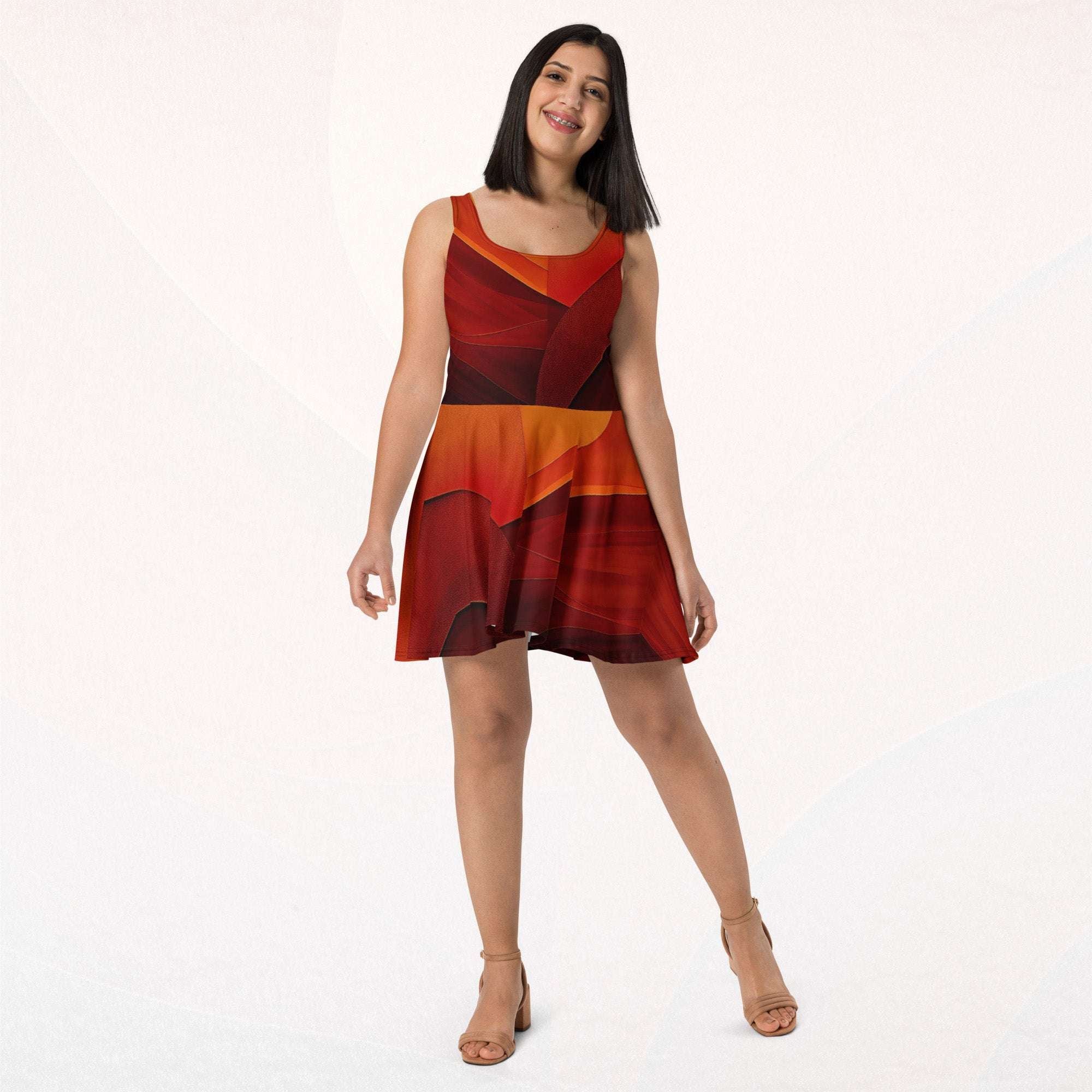 Women's Deep Orange Skater Dress (No.10)