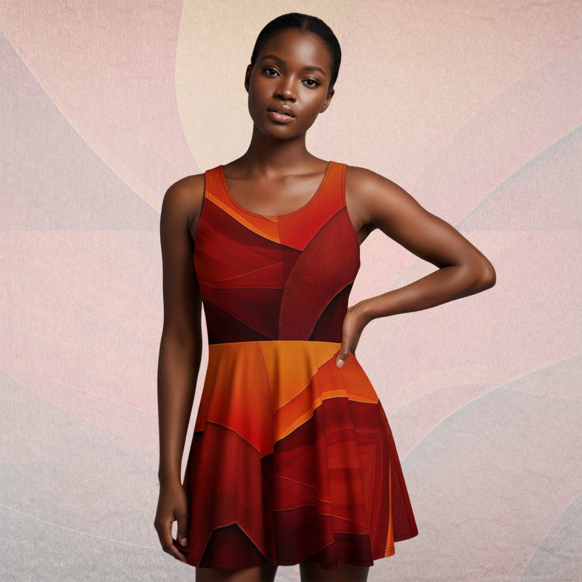 Women's Deep Orange Skater Dress (No.10)