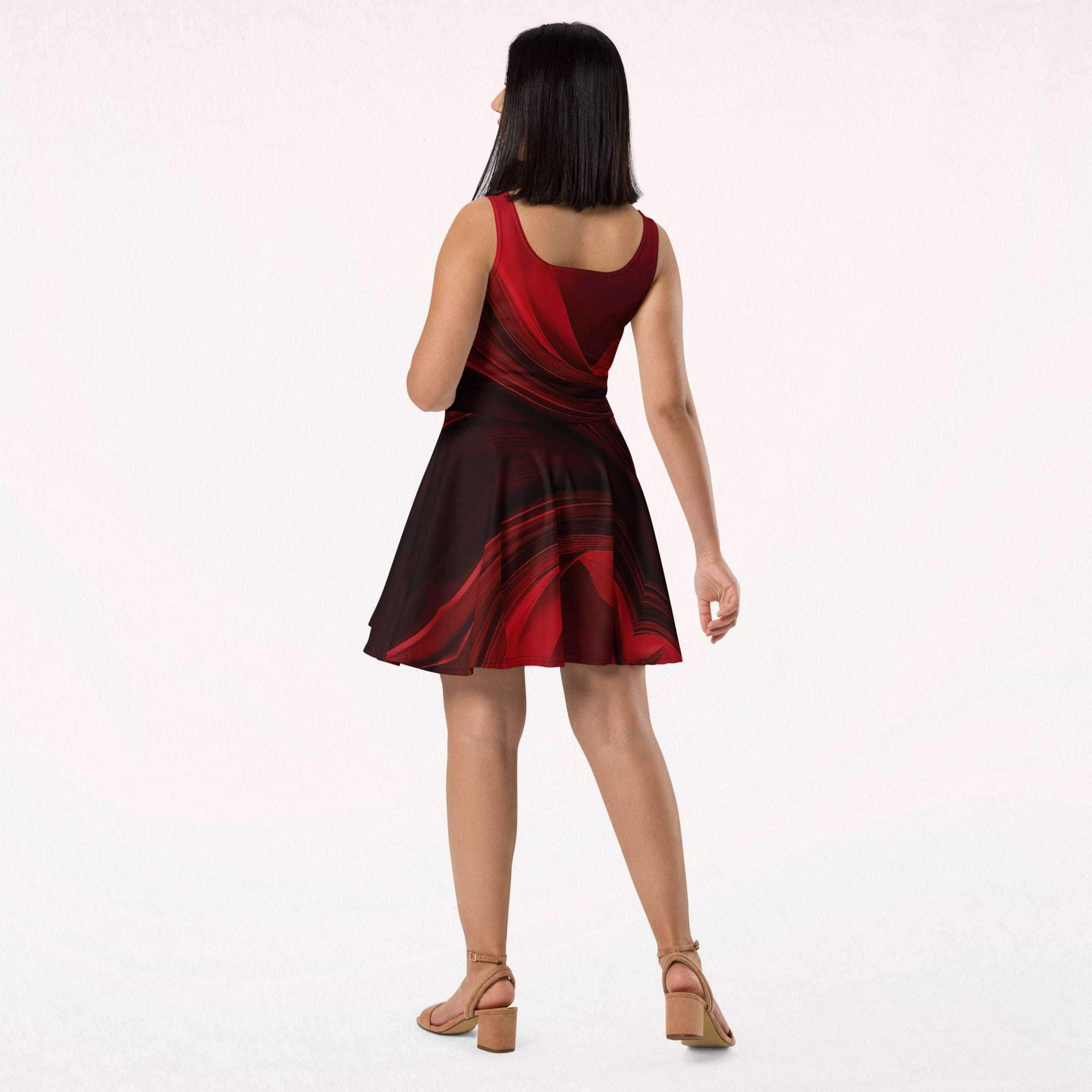 Women's Deep Red Skater Dress (No.02)