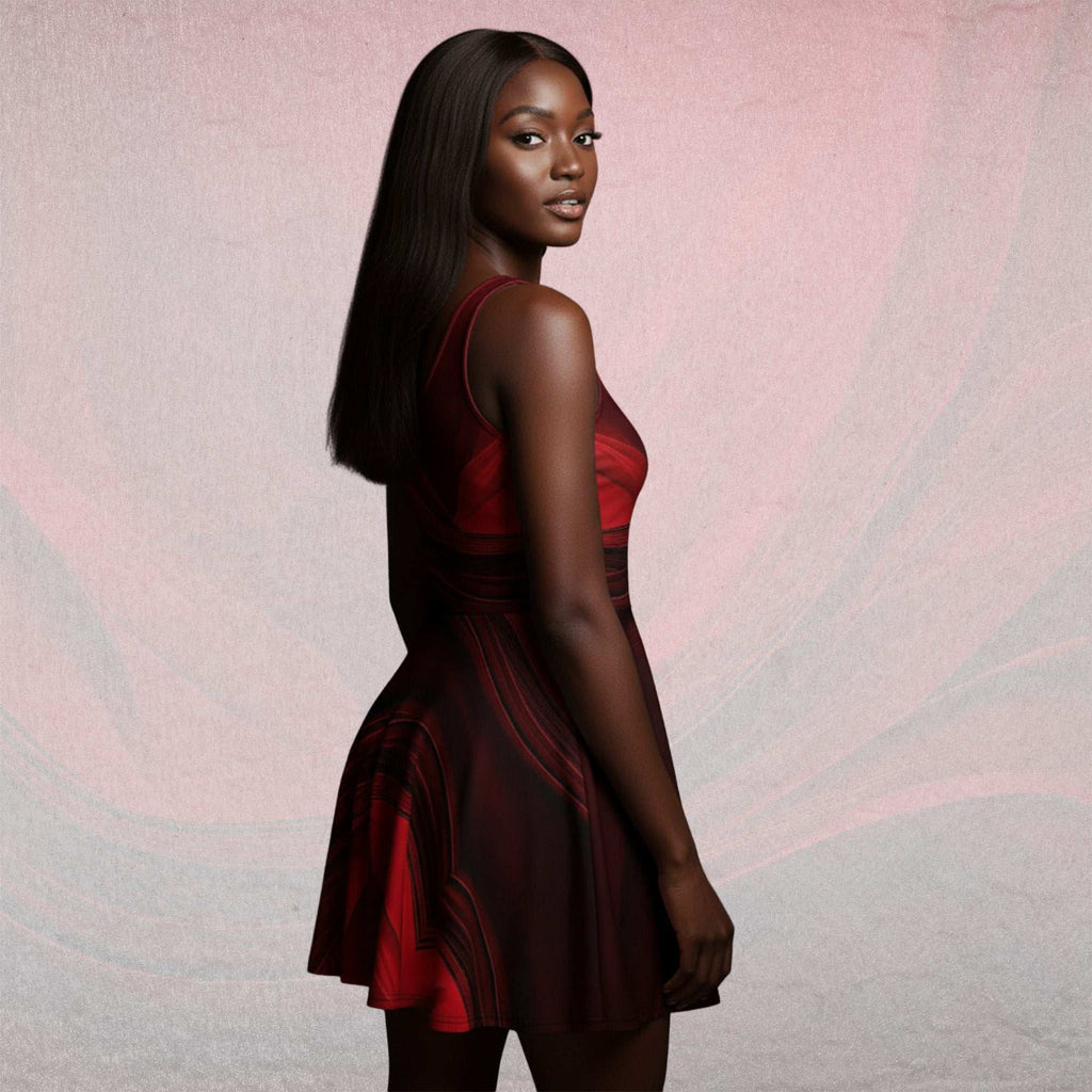 Women's Deep Red Skater Dress (No.02)