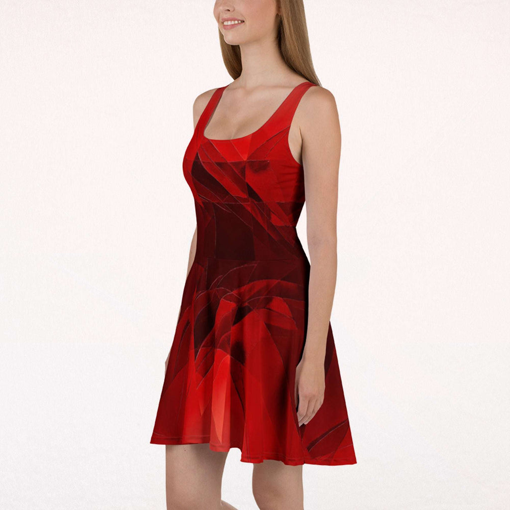 Women's Deep Red Skater Dress (No.03)